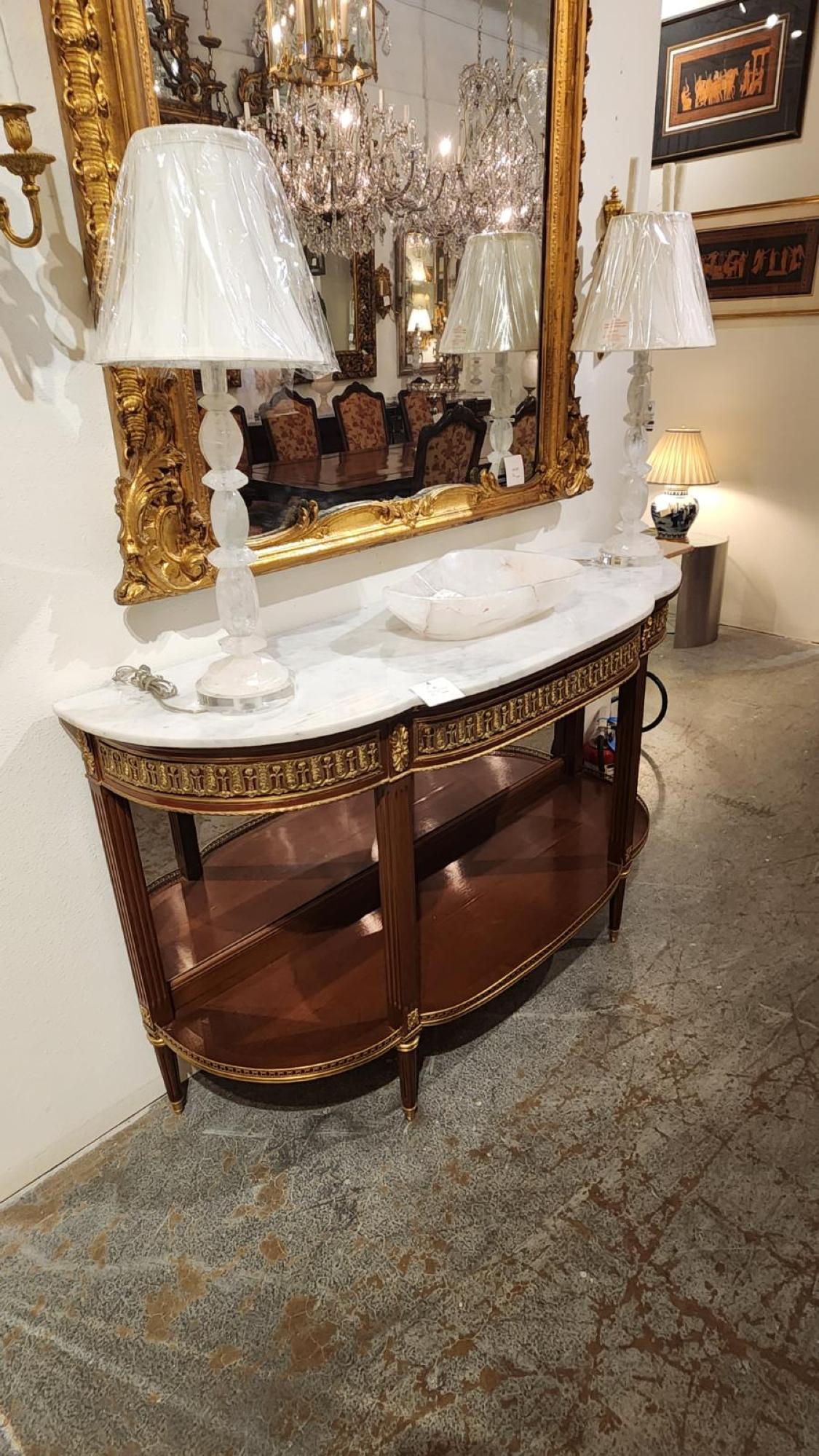 Français Table de service Louis XV Demilune avec plateau en marbre en vente