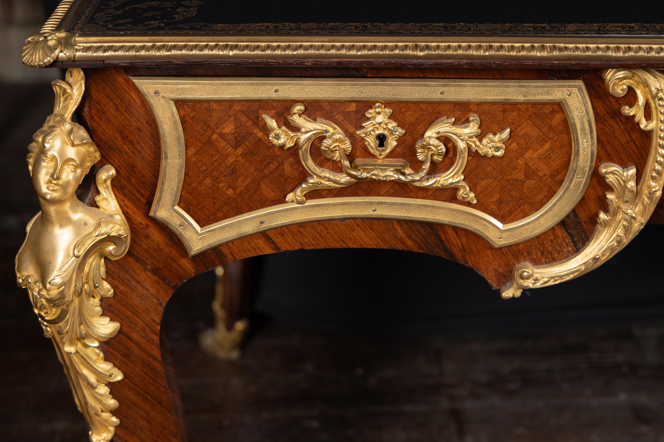 French Louis XV Desk with Bronze D’Ore Mounts For Sale