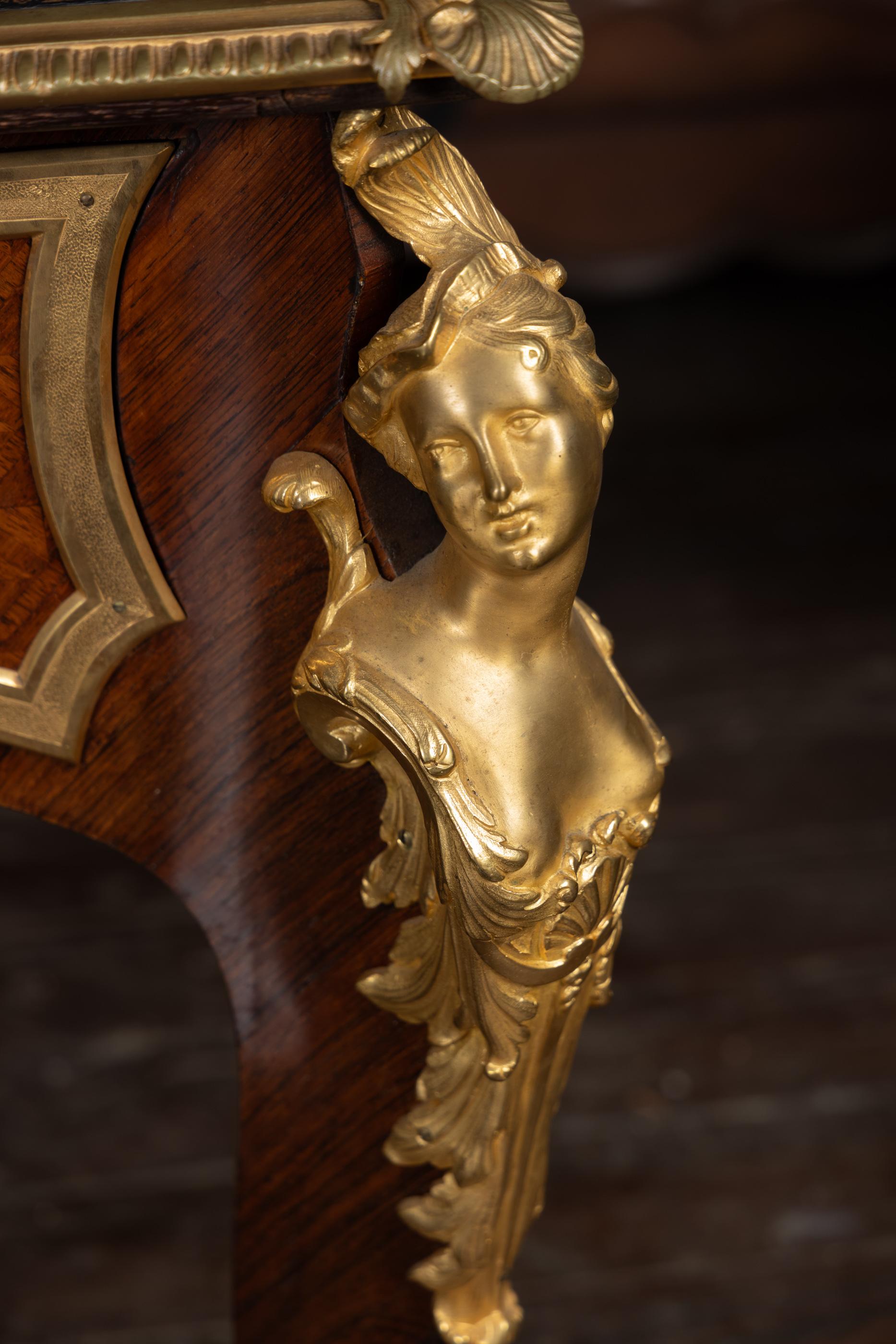 19th Century Louis XV Desk with Bronze D’Ore Mounts For Sale
