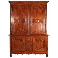 Antique Louis XV Deux Corps/ Buffet/Cupboard in Oak from the 18th Century, Picardie