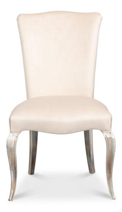 Louis XV Dining Chairs in Cream with Silvered Legs, Sets of 2
