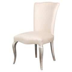 Louis XV Dining Chairs in Cream with Silvered Legs, Sets of 2
