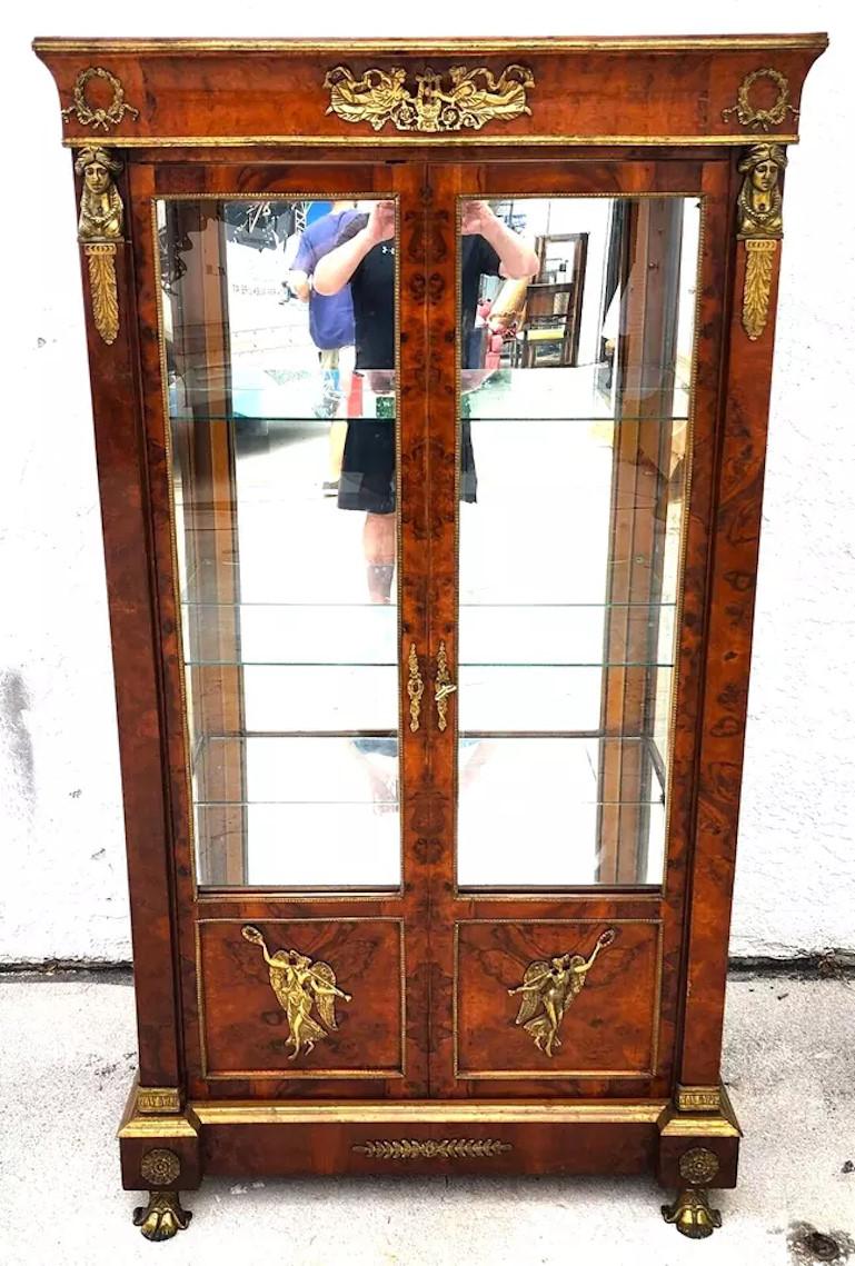 For FULL item description click on CONTINUE READING at the bottom of this page.

Offering One Of Our Recent Palm Beach Estate Fine Furniture Acquisitions Of An
Exceptional Louis XV Style Display Case Vitrine with 2 Glass and 1 Mirrored Shelf,