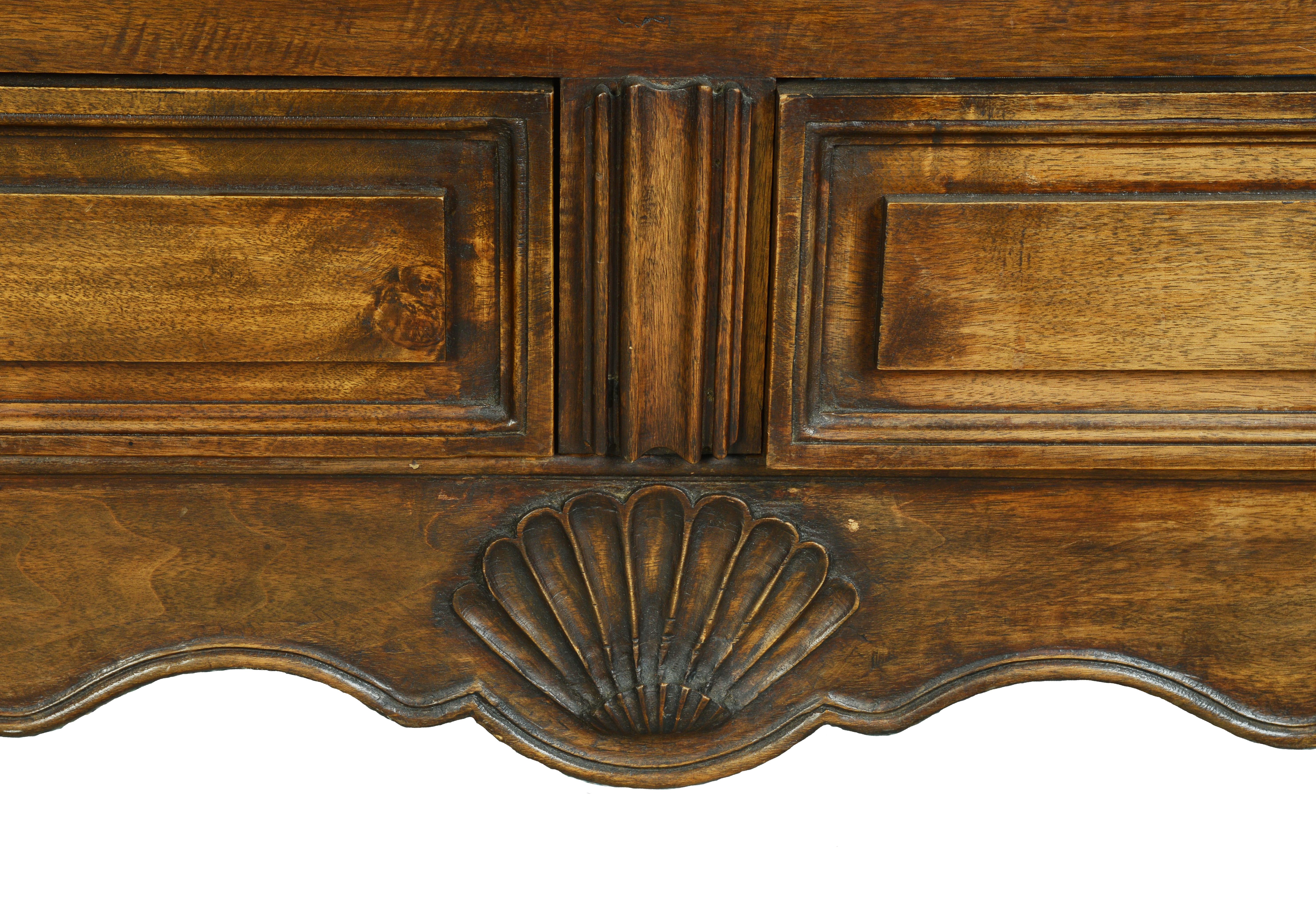 Mid-18th Century Louis XV Dome Top Walnut Armoire with Star Carved Crest, circa 1750