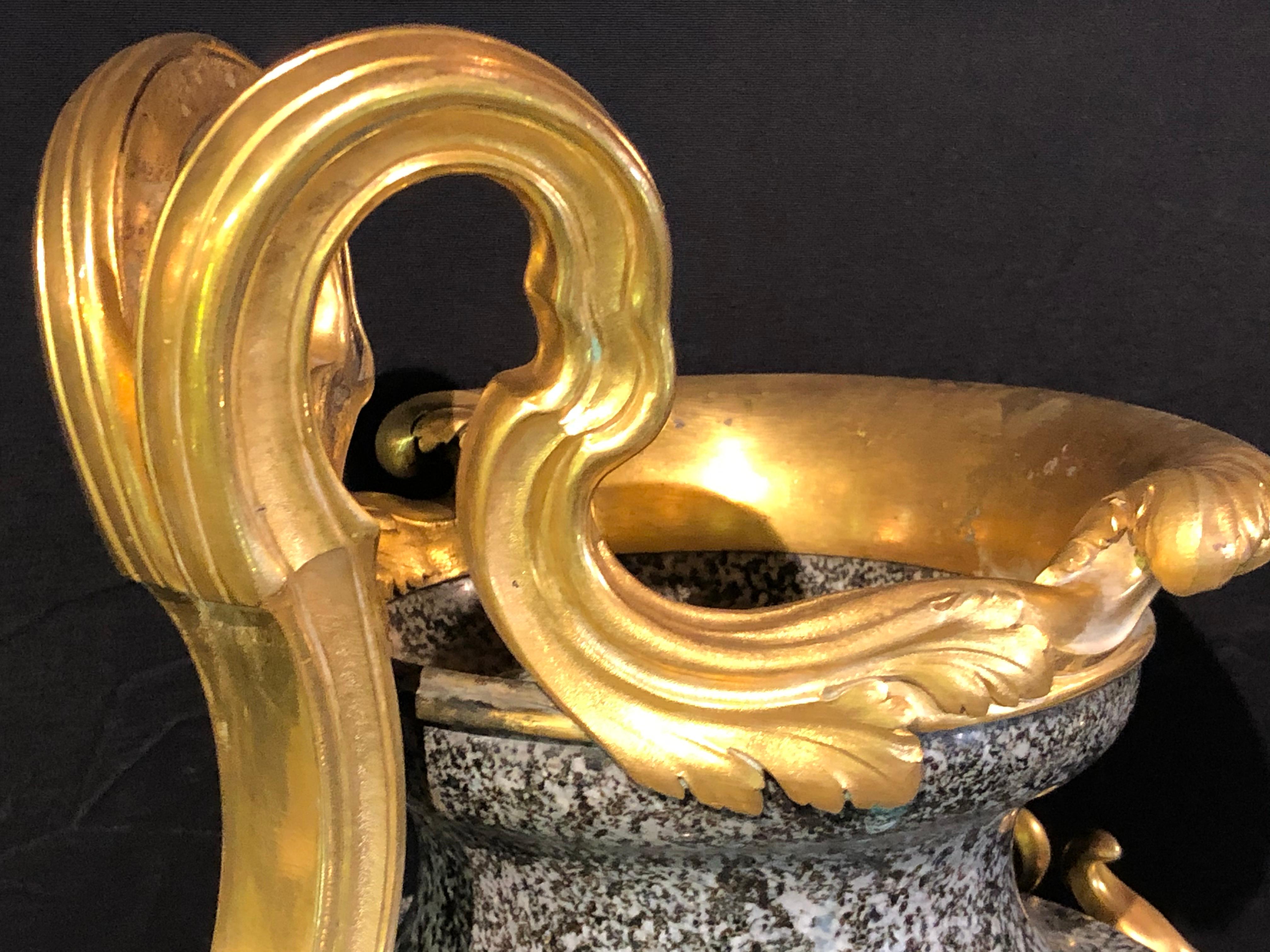 Louis XV Dore Bronze Mounted Ewer / Urn, 19th Century Granite 6