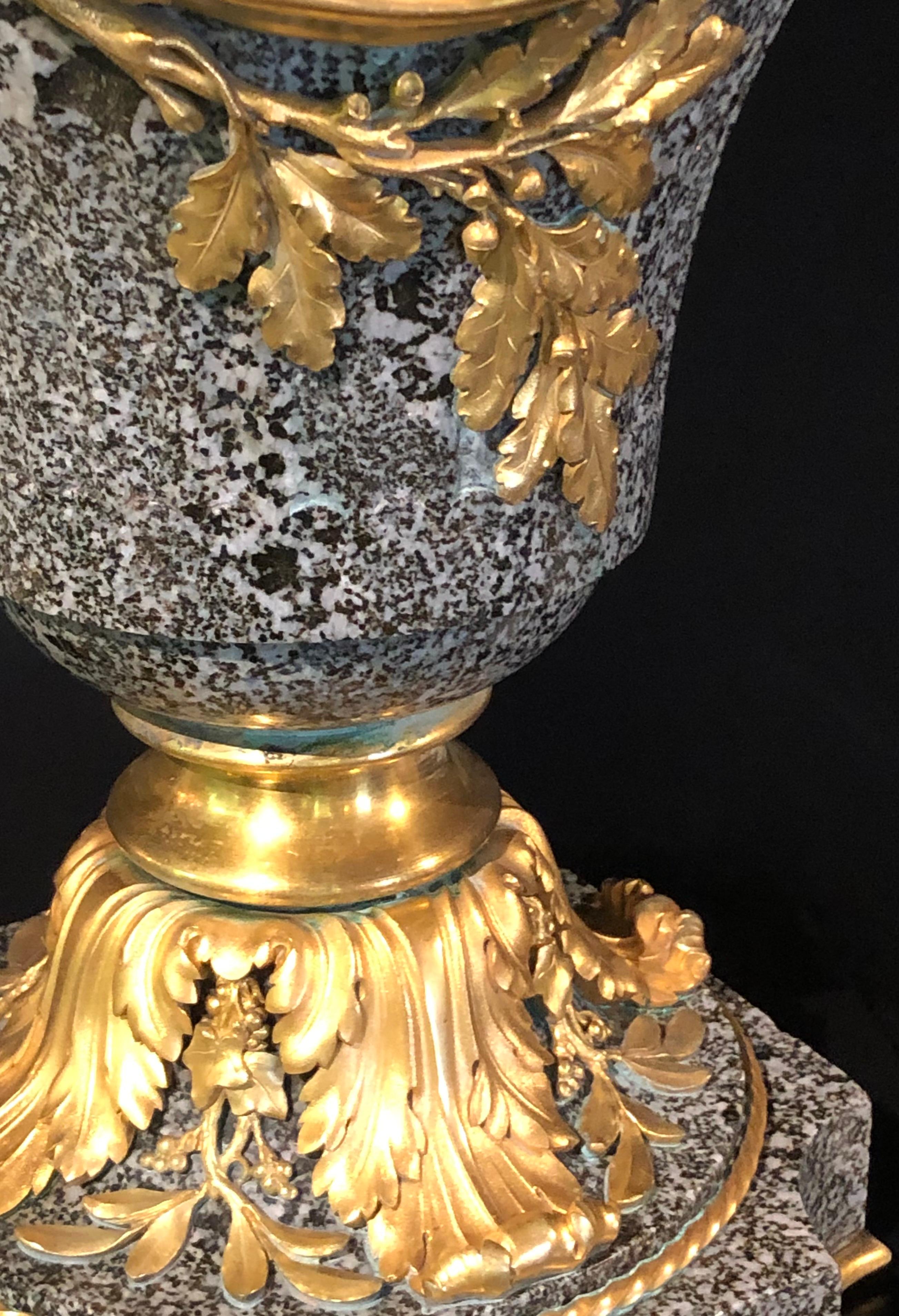Louis XV Dore Bronze Mounted Ewer / Urn, 19th Century Granite 8