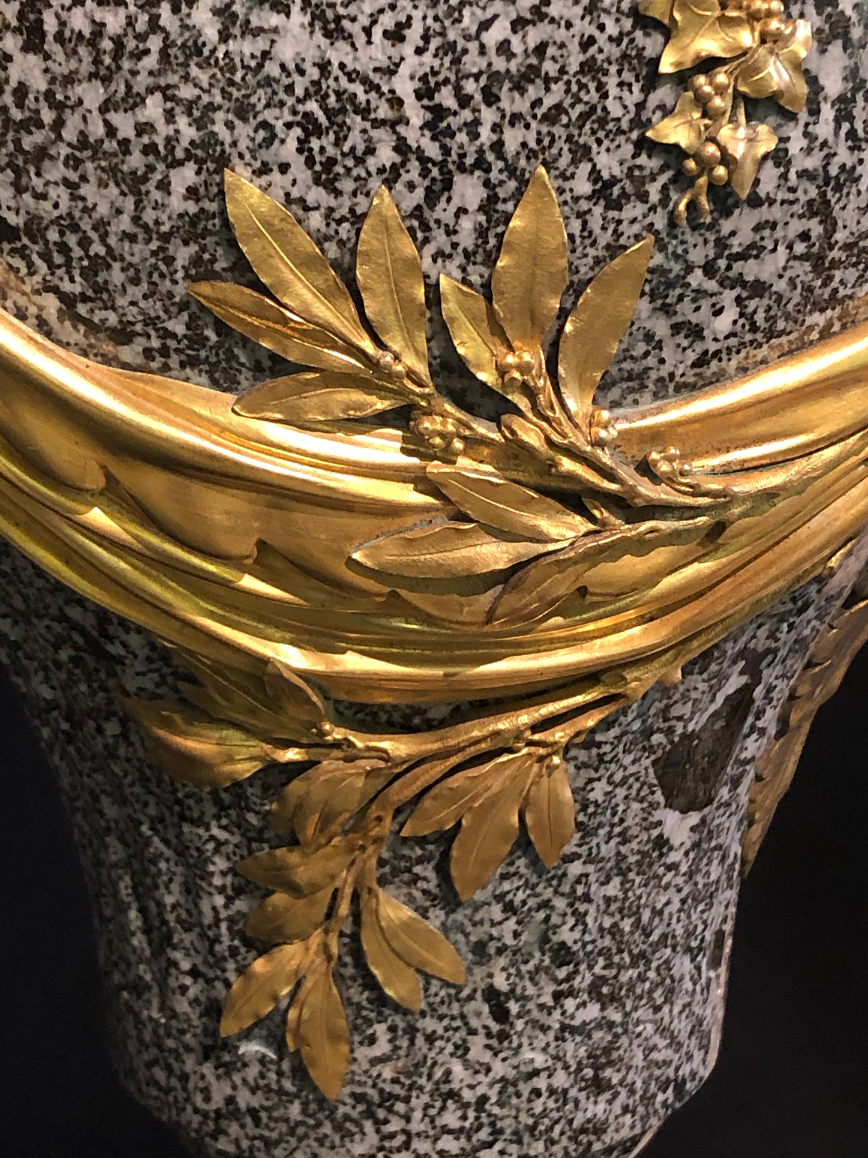 Louis XV Dore Bronze Mounted Ewer / Urn, 19th Century Granite 9