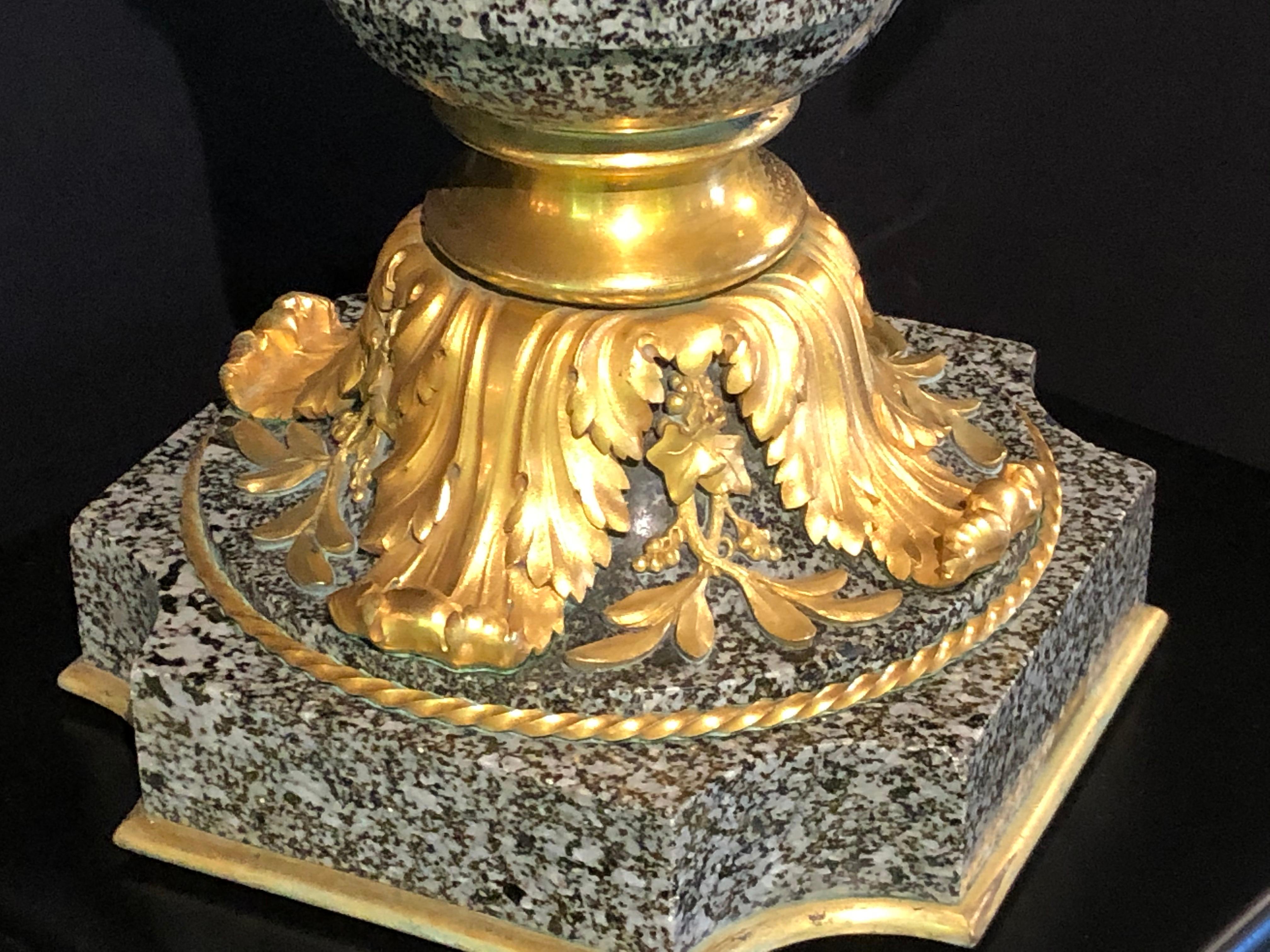 Louis XV Dore Bronze Mounted Ewer / Urn, 19th Century Granite 10