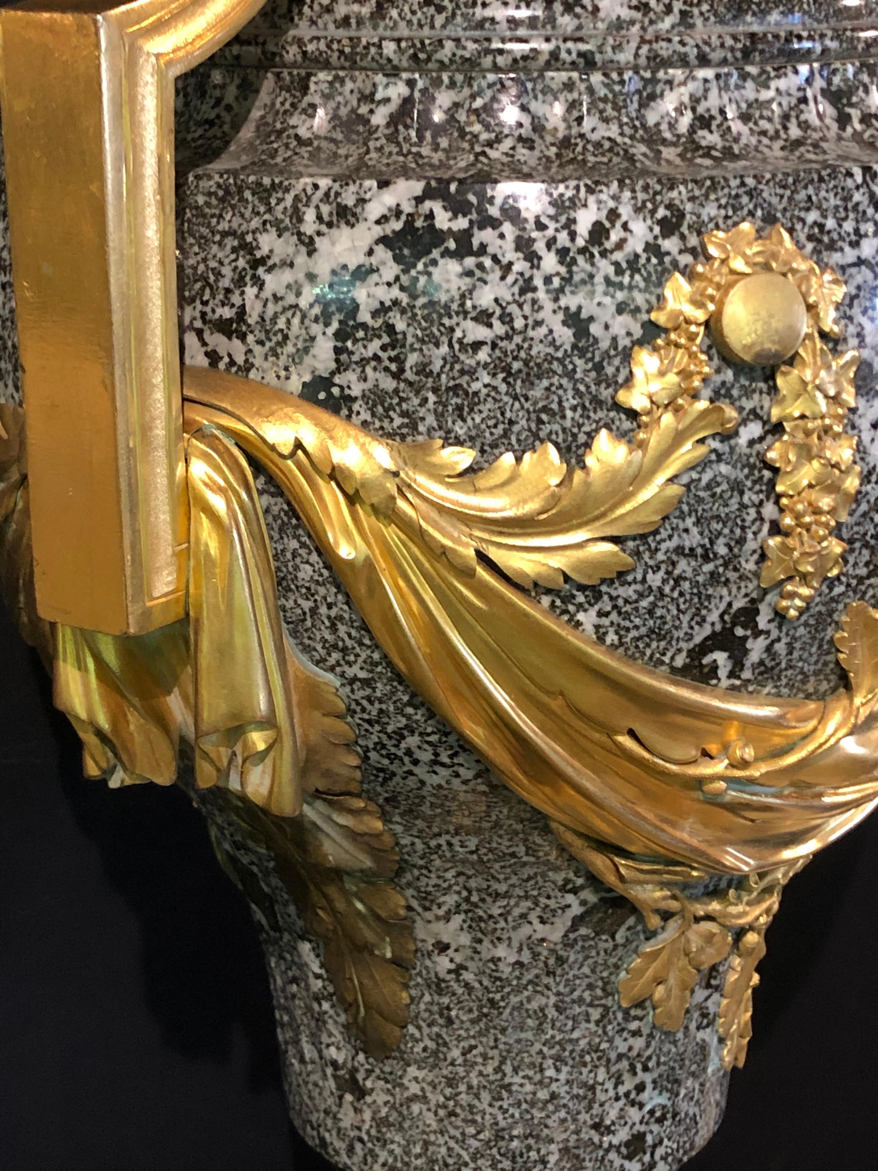 Early 20th Century Louis XV Dore Bronze Mounted Ewer / Urn, 19th Century Granite