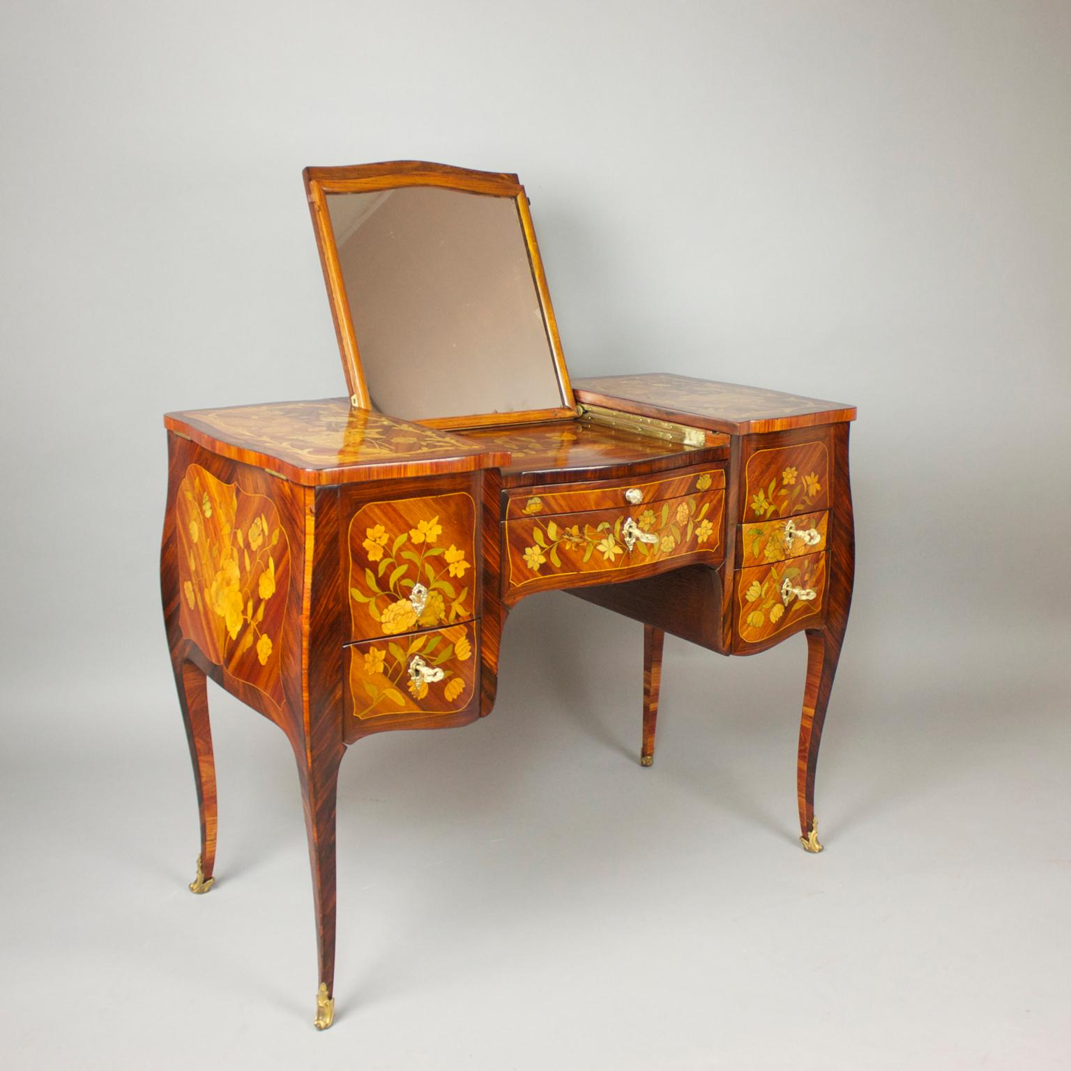 Marquetry Louis XV Dressing Table or Perruquiere, Attributed to Pierre Roussel '1723-1782'
