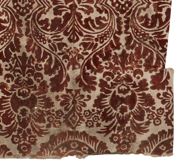Louis XV Era Flocked Damask Fabric Panel at 1stDibs