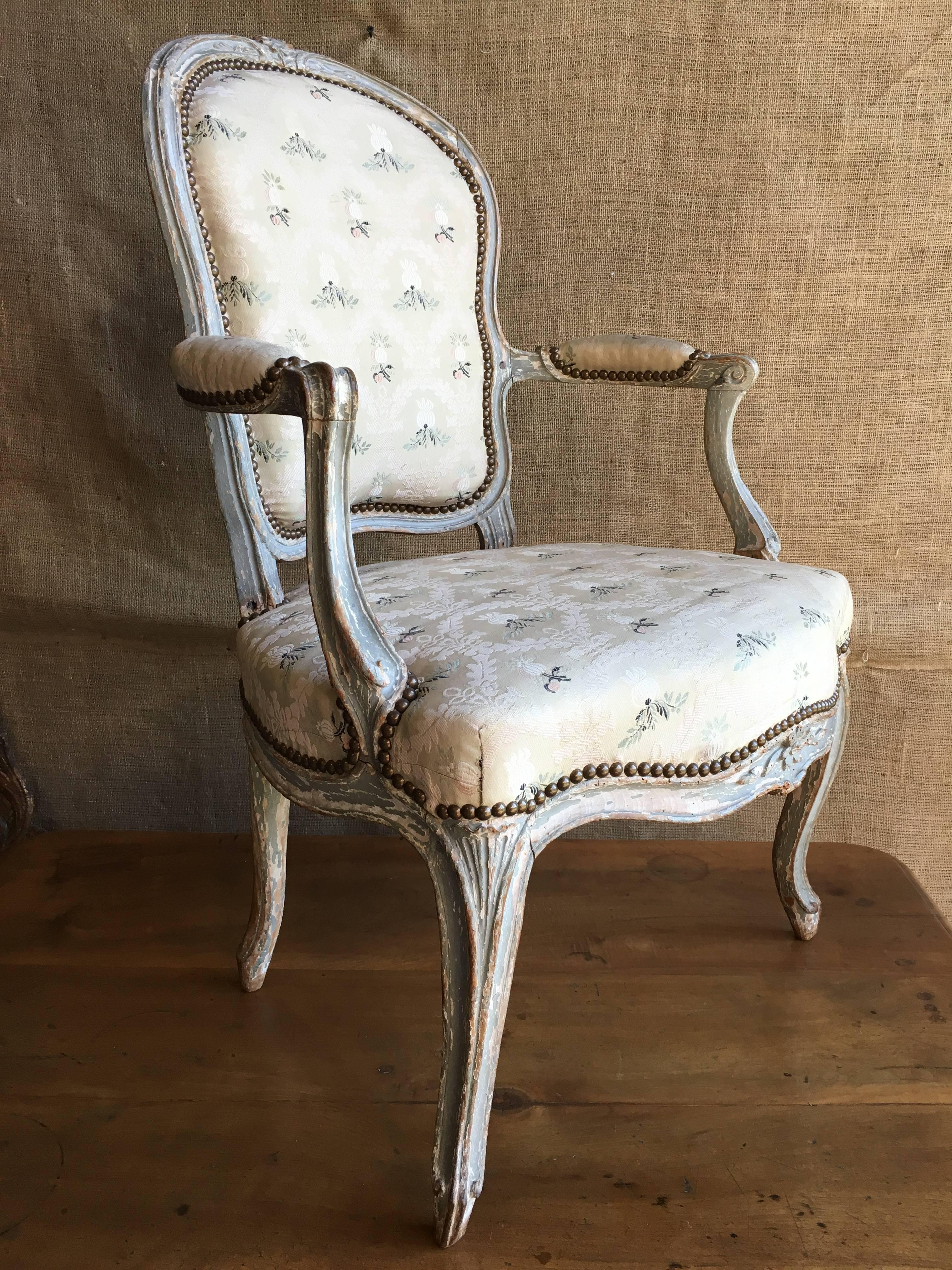 Louis XV Fauteuil Cabriolet, Signed 