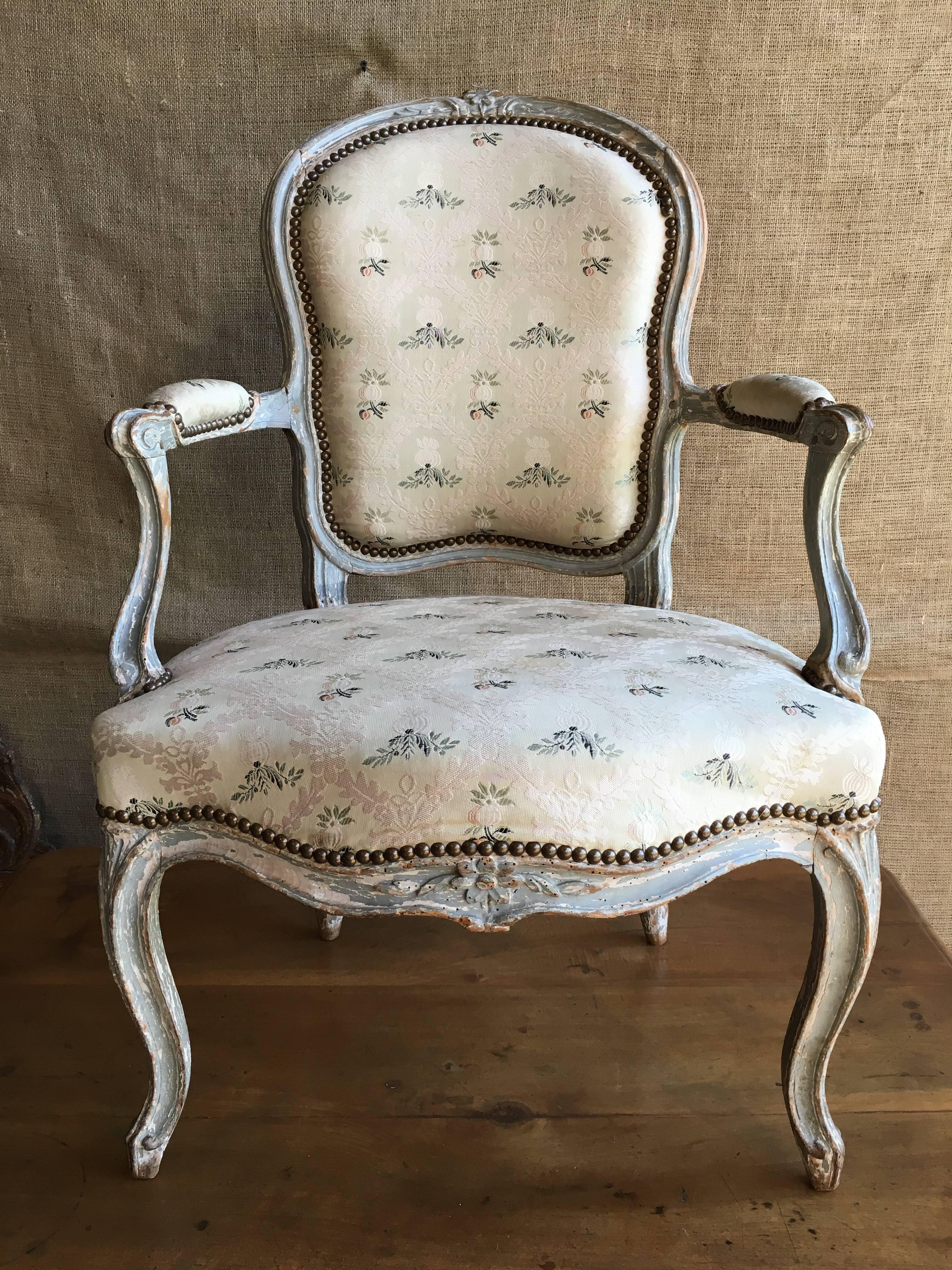 Louis XV Fauteuil Cabriolet, Signed 