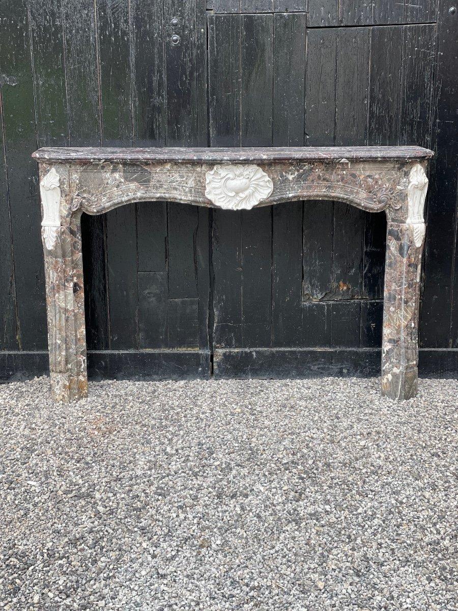 Louis XV Fireplace in De Waulsort Marble, Levanto and Statuary White, XVIIIth For Sale 5