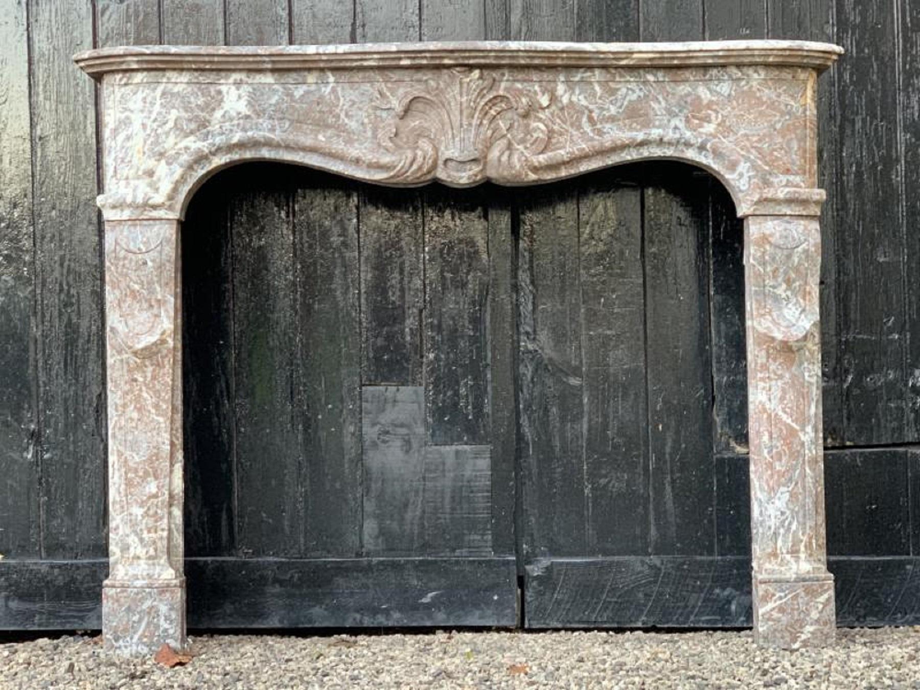 Louis XV Fireplace in Gray Ardennes Marble, 18th Century 3