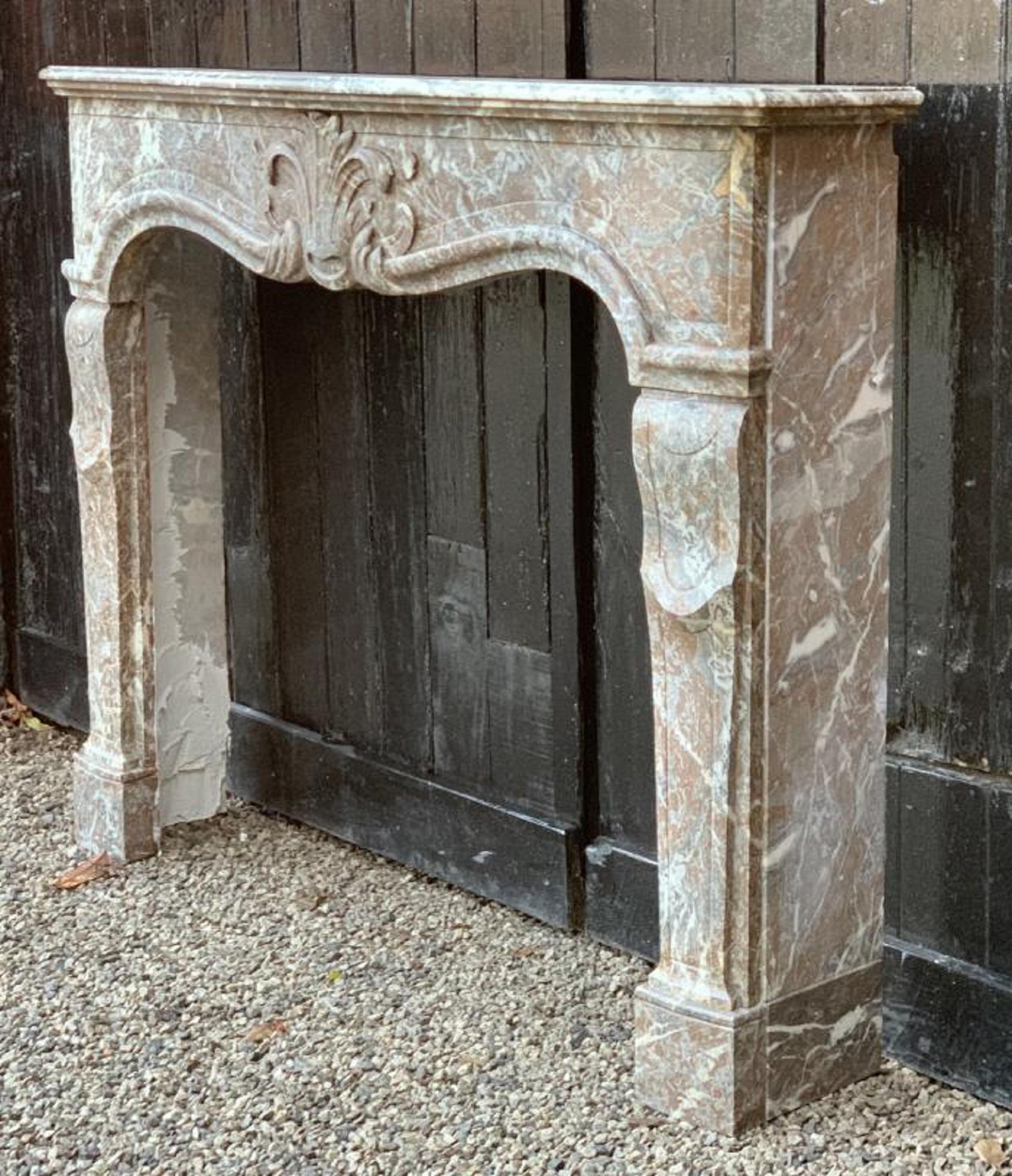 Louis XV Fireplace in Gray Ardennes Marble, 18th Century 5