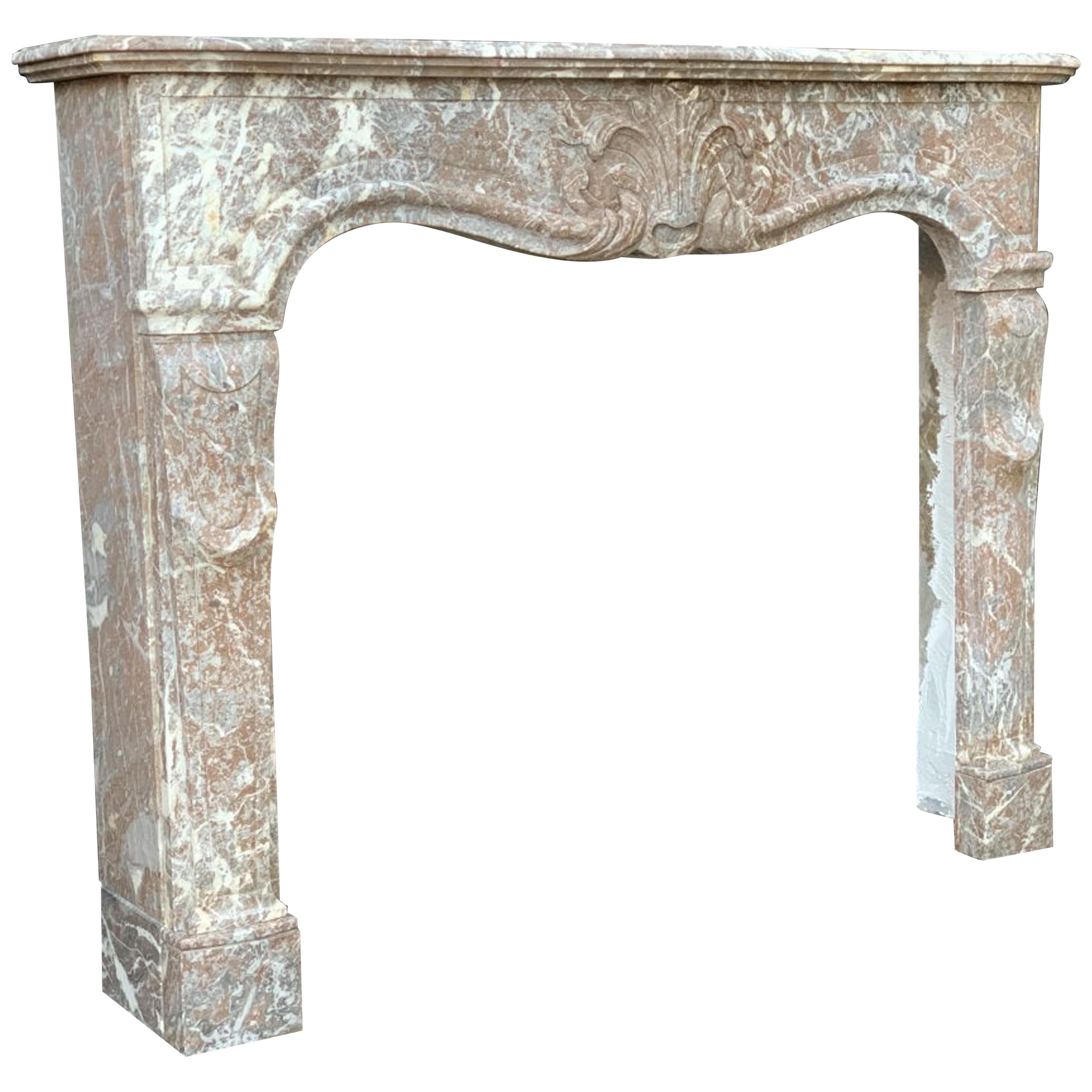 Louis XV Fireplace in Gray Ardennes Marble, 18th Century