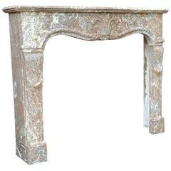 Louis XV Fireplace in Gray Ardennes Marble, 18th Century