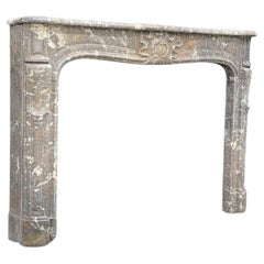 Louis XV Fireplace in Grey Ardennes Marble Late Eighteenth Century