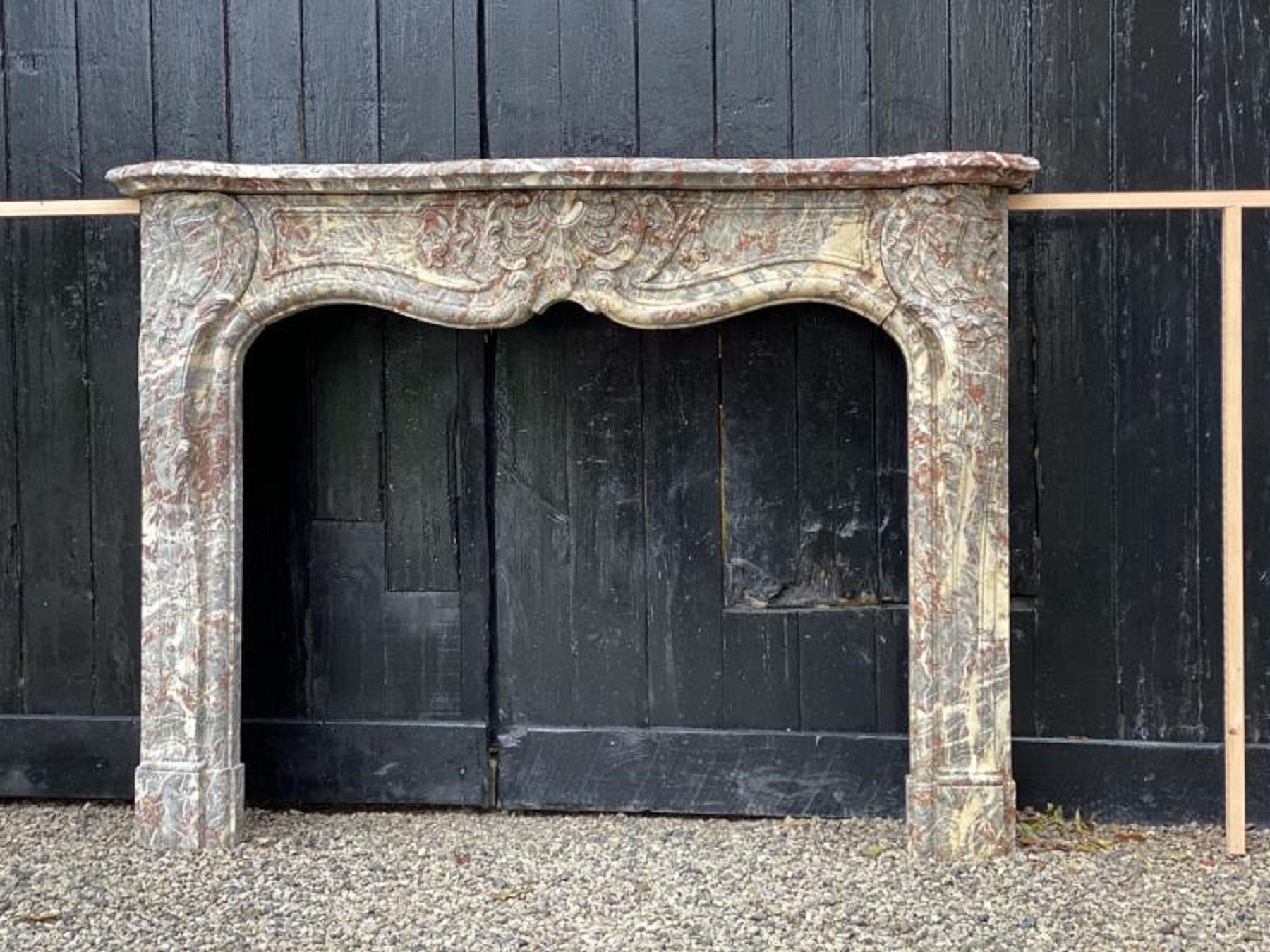 Louis XV Fireplace In Gray Ardennes Marble, 19th Century 3