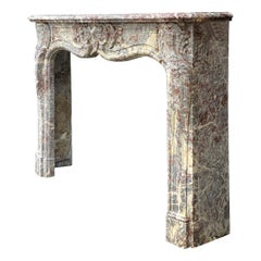 Louis XV Fireplace In Gray Ardennes Marble, 19th Century
