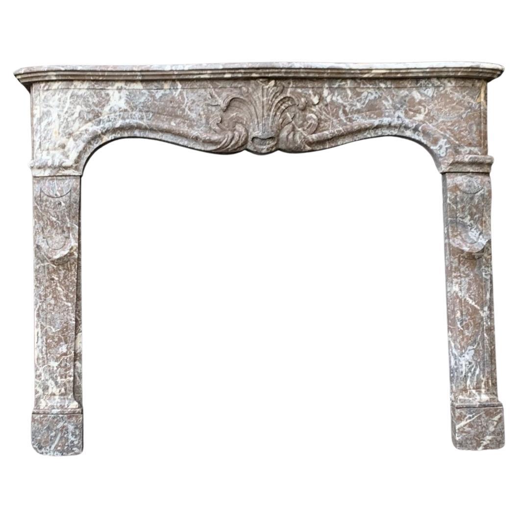 Louis XV Fireplace In Gray Marble Of The Ardennes, XVIII Century For Sale