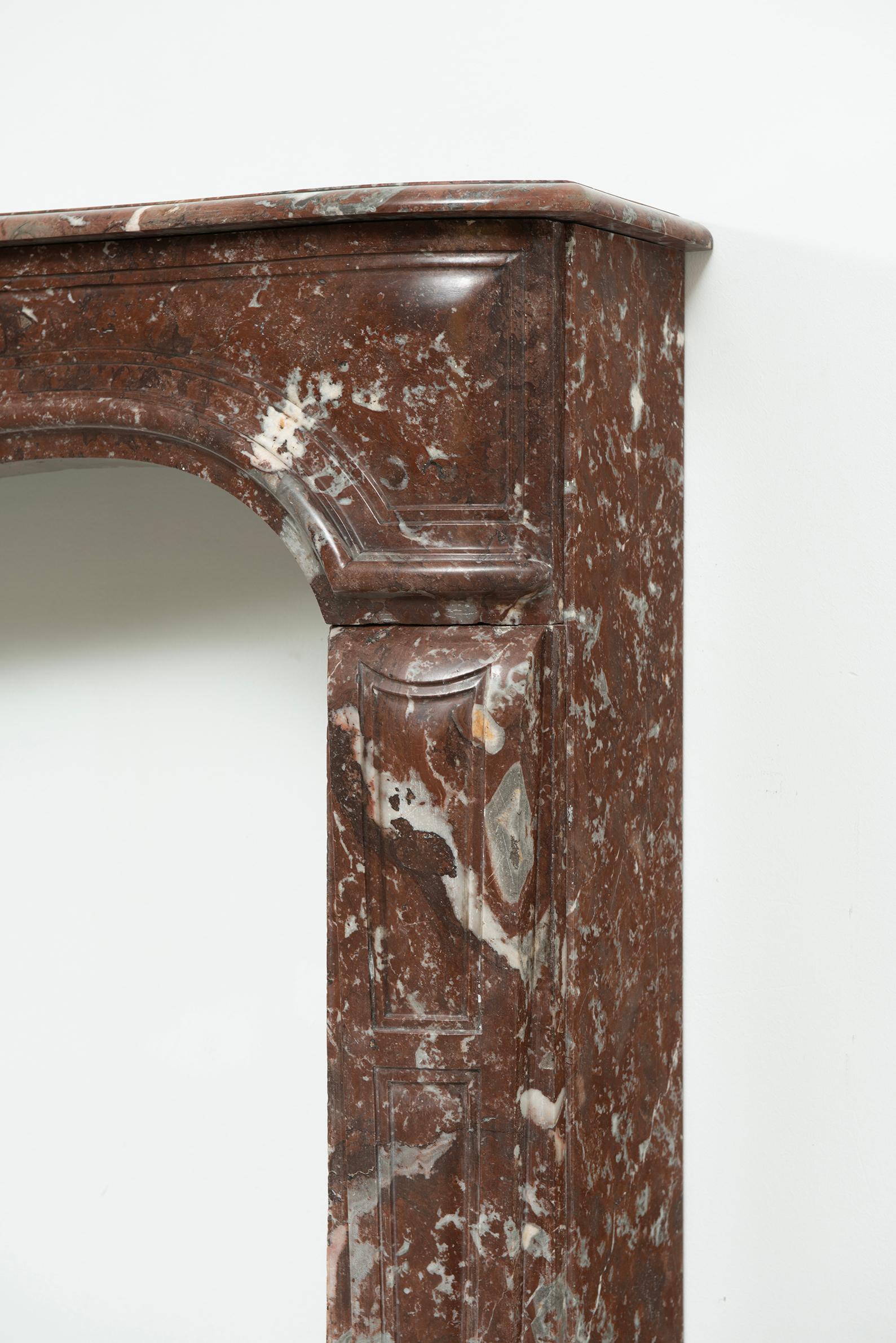 Louis XV Fireplace Mantel in Red Marble For Sale 12
