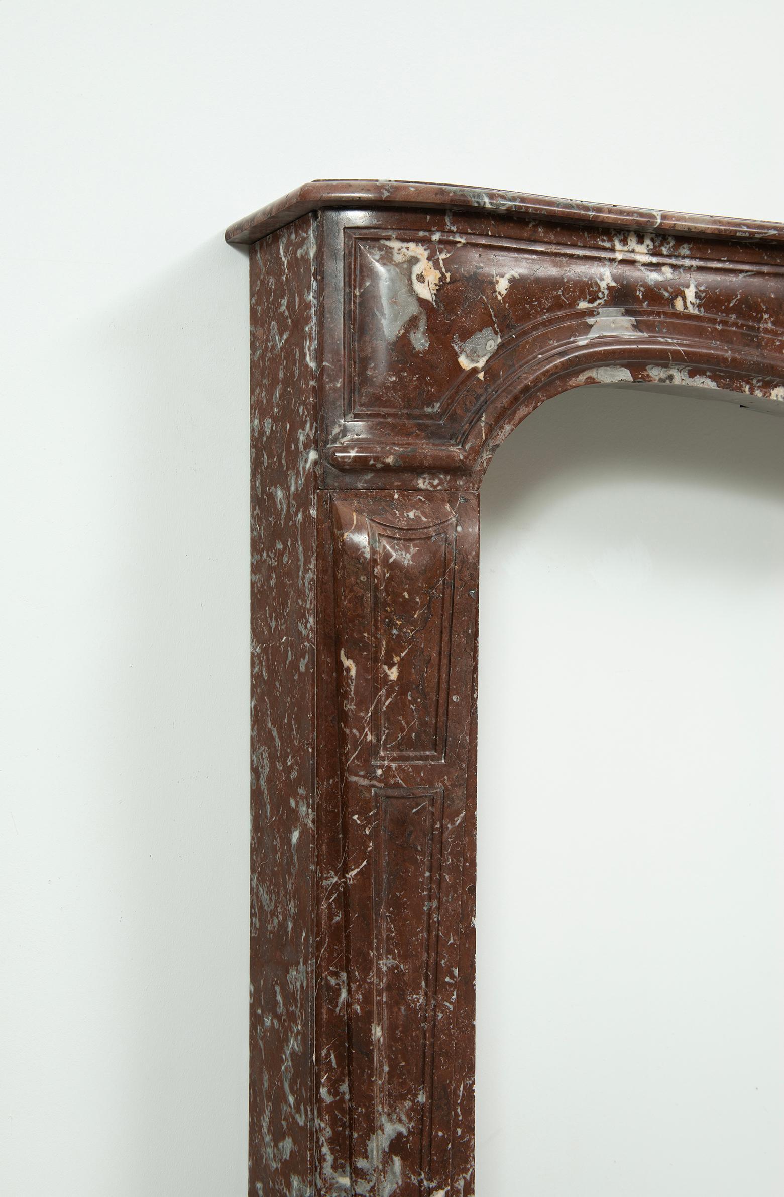 Louis XV Fireplace Mantel in Red Marble For Sale 14