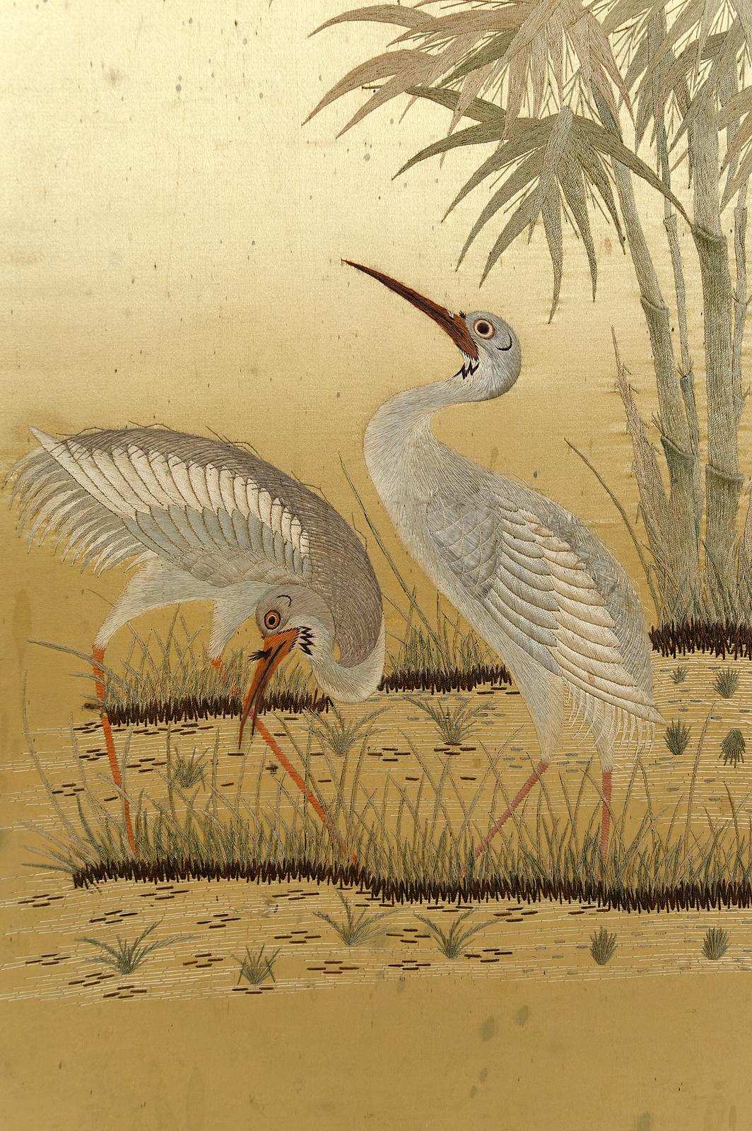 Louis XV. Klappbarer Siebdruck / Paravent, „ Asiatische Vögel Wandteppiche“, Frankreich, um 1880 im Angebot 7