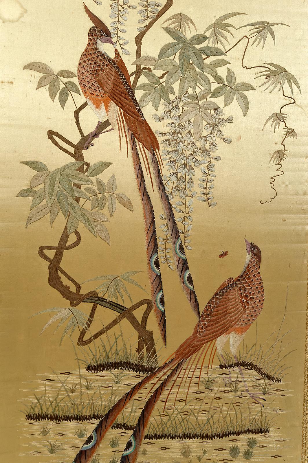 Louis XV. Klappbarer Siebdruck / Paravent, „ Asiatische Vögel Wandteppiche“, Frankreich, um 1880 im Angebot 8