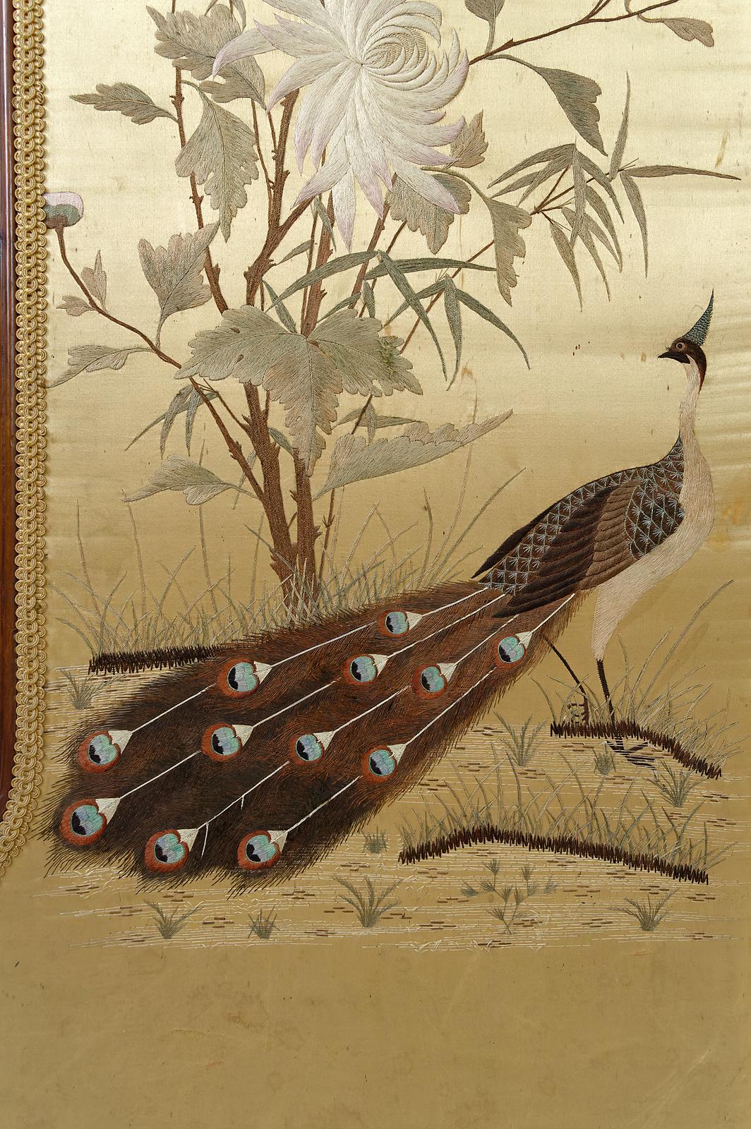 Louis XV. Klappbarer Siebdruck / Paravent, „ Asiatische Vögel Wandteppiche“, Frankreich, um 1880 im Angebot 9