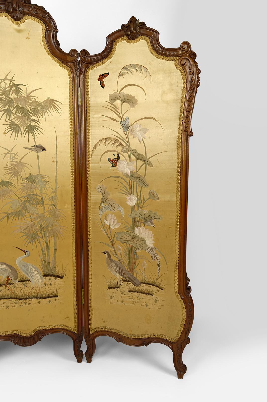 Japonisme Louis XV folding screen / paravent, 