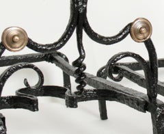 Louis XV Forged Iron and Cast Brass Andirons, Mid-18th Century