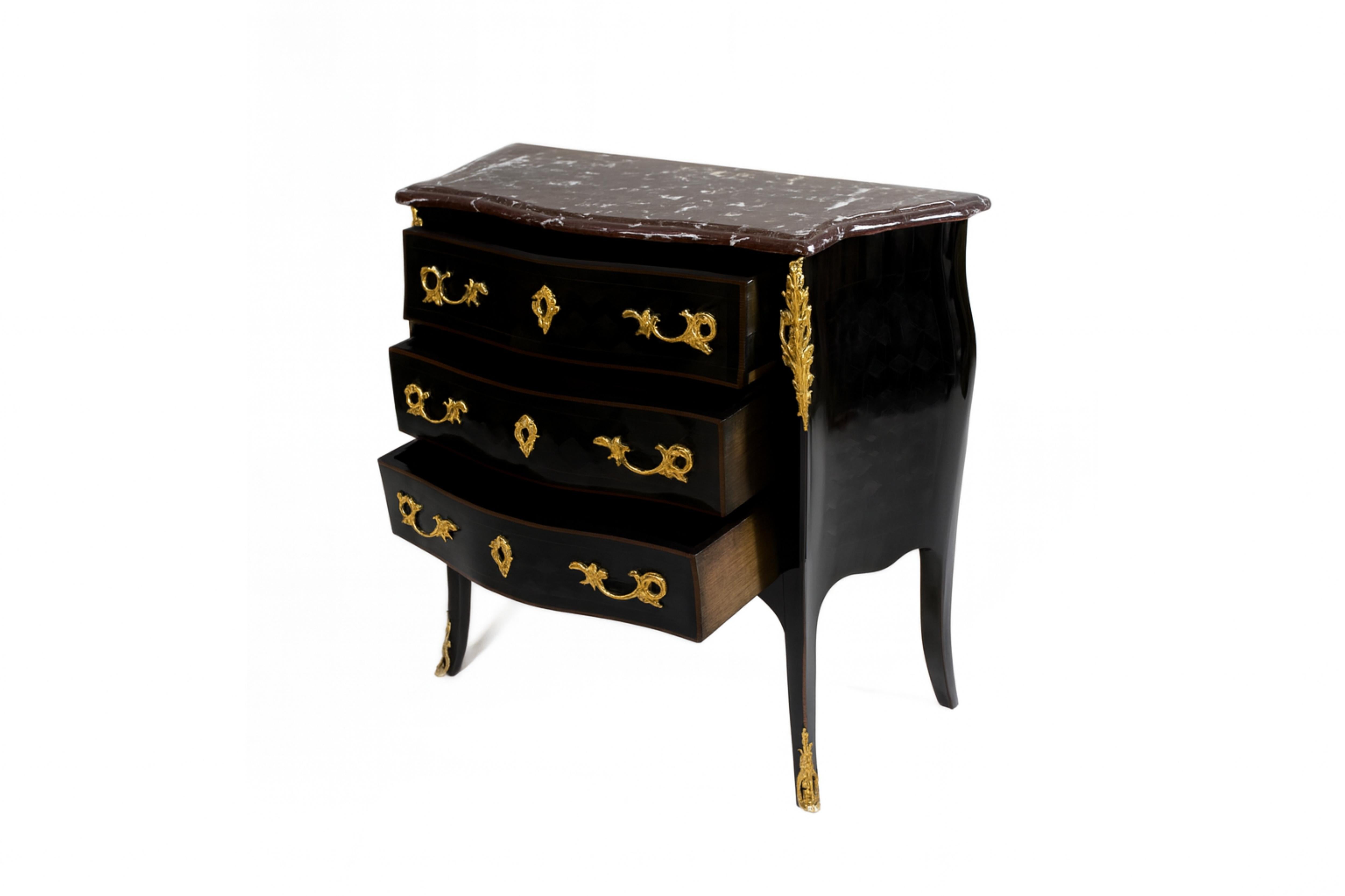 Louis XV François Hugnet Black Lacquer Walnut Commode, 19th Century For Sale 5