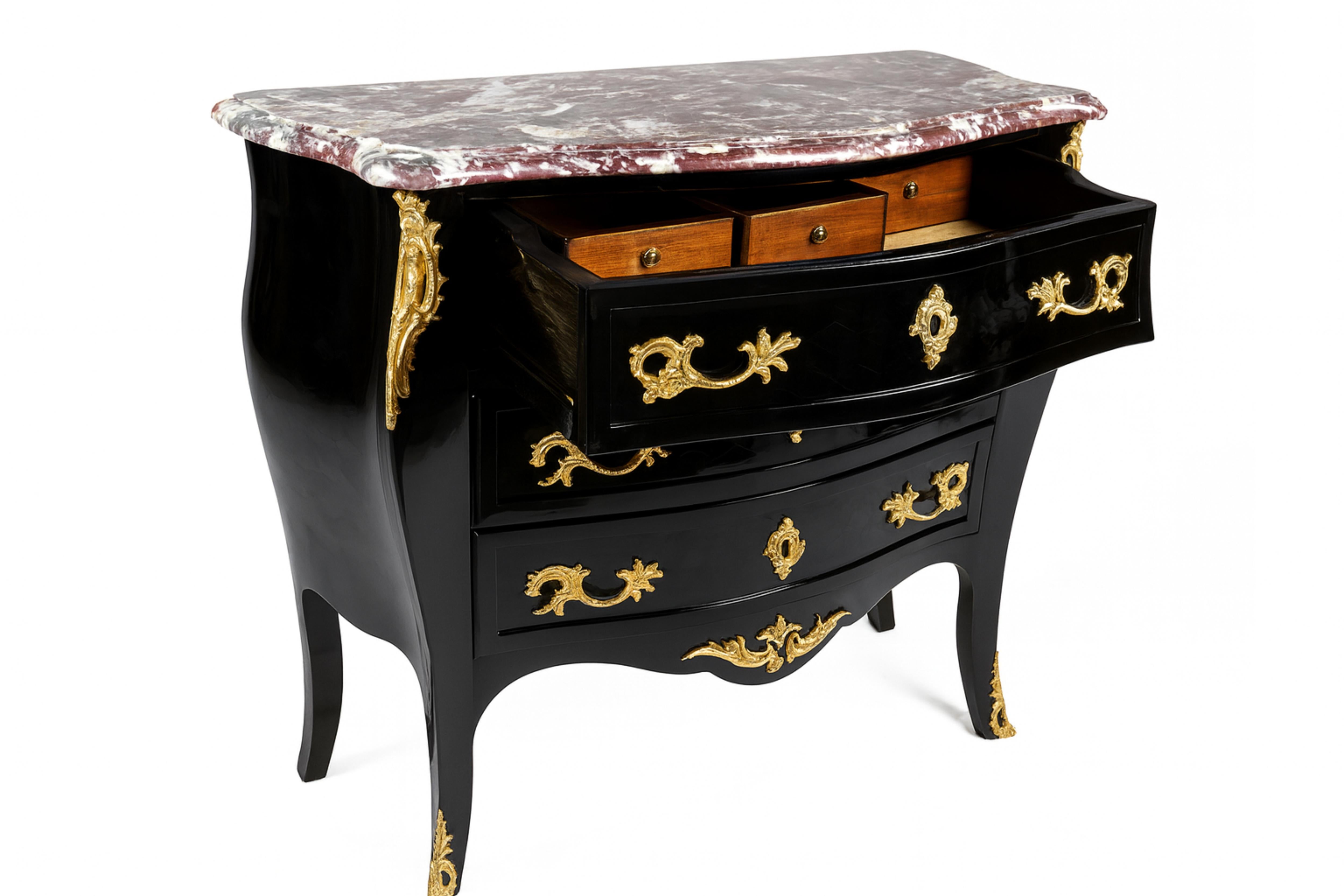 Louis XV François Hugnet Black Lacquer Walnut Commode, 19th Century For Sale 6