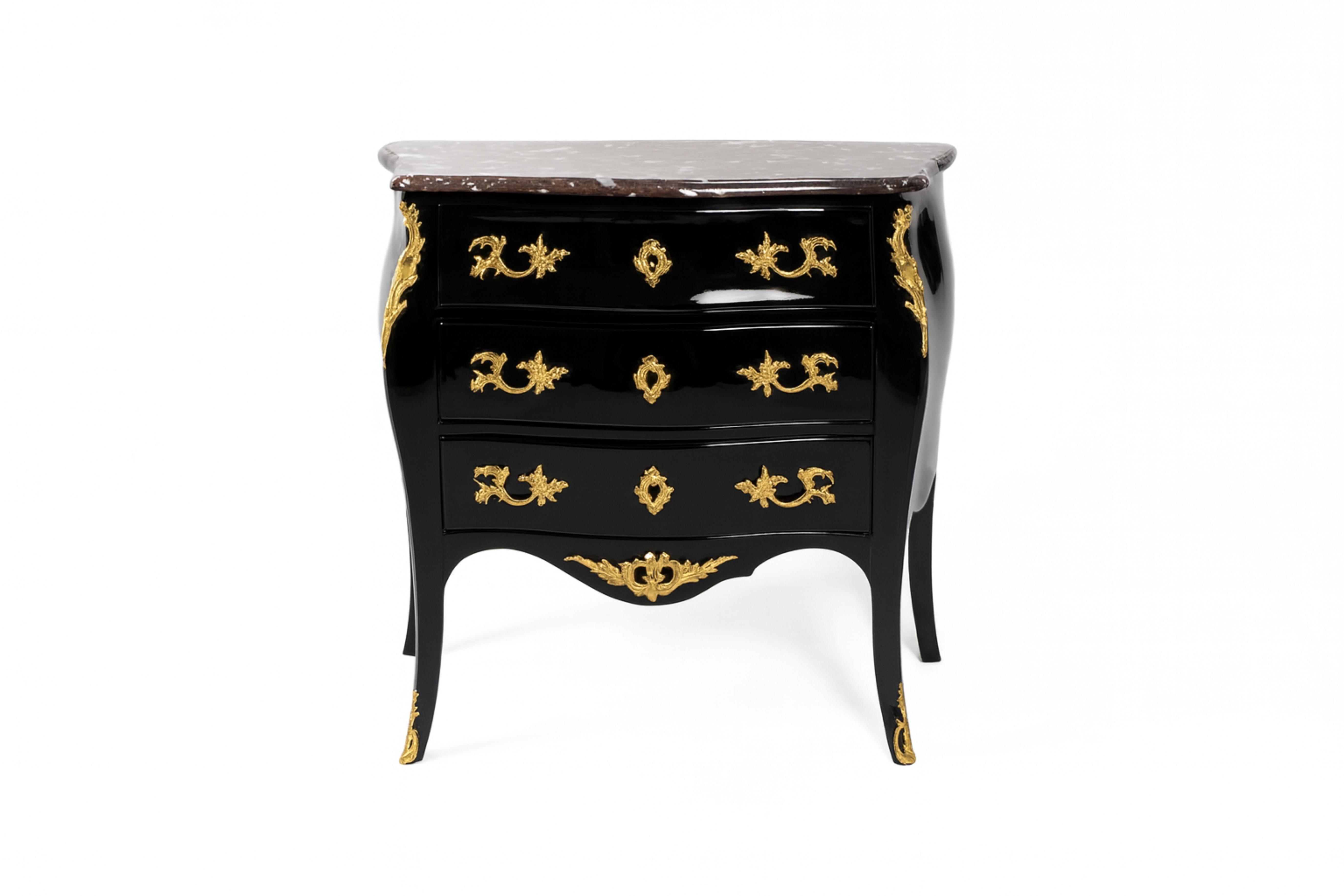 Louis XV François Hugnet Black Lacquer Walnut Commode, 19th Century For Sale 1