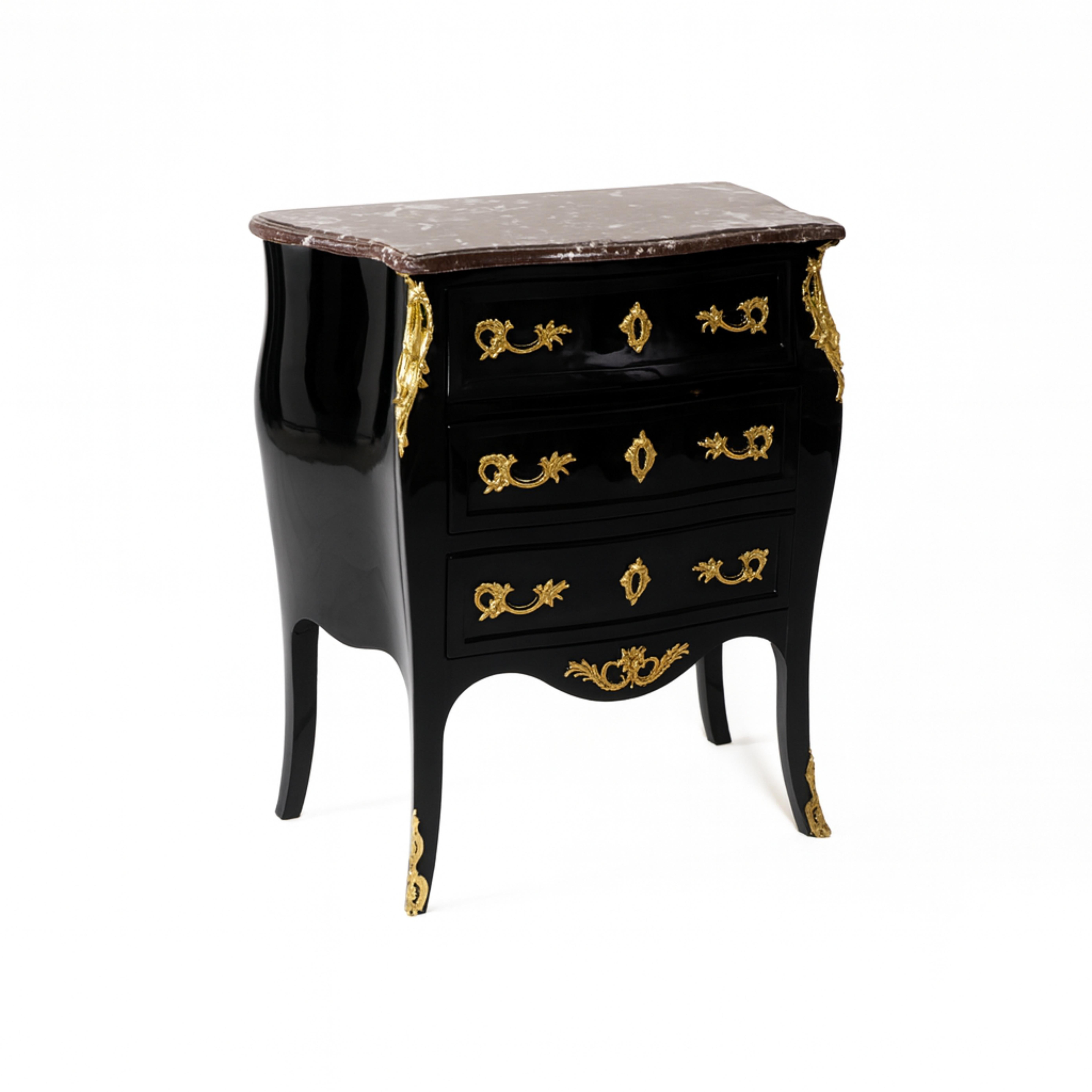 Louis XV François Hugnet Black Lacquer Walnut Commode, 19th Century For Sale 2
