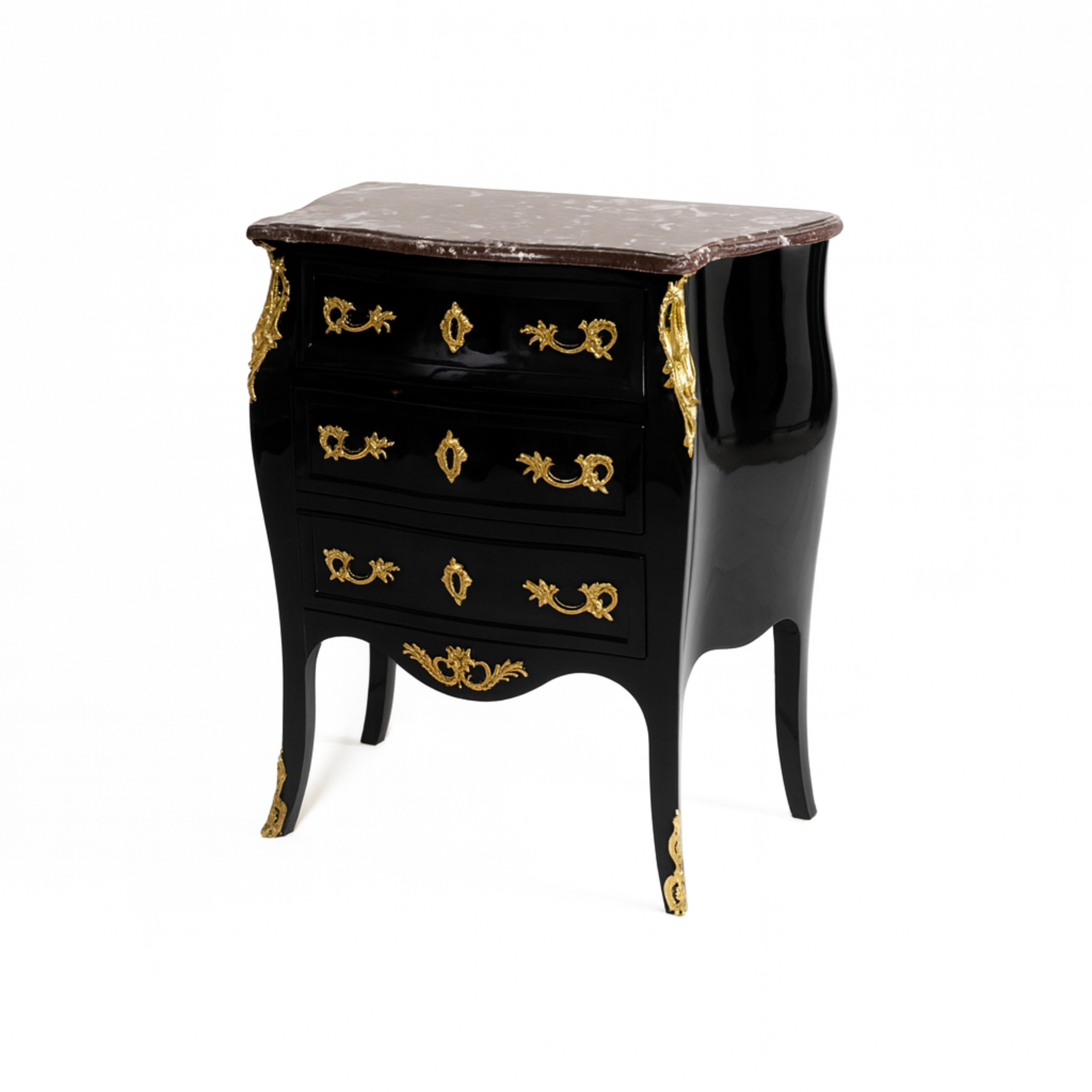 Louis XV François Hugnet Black Lacquer Walnut Commode, 19th Century For Sale 3