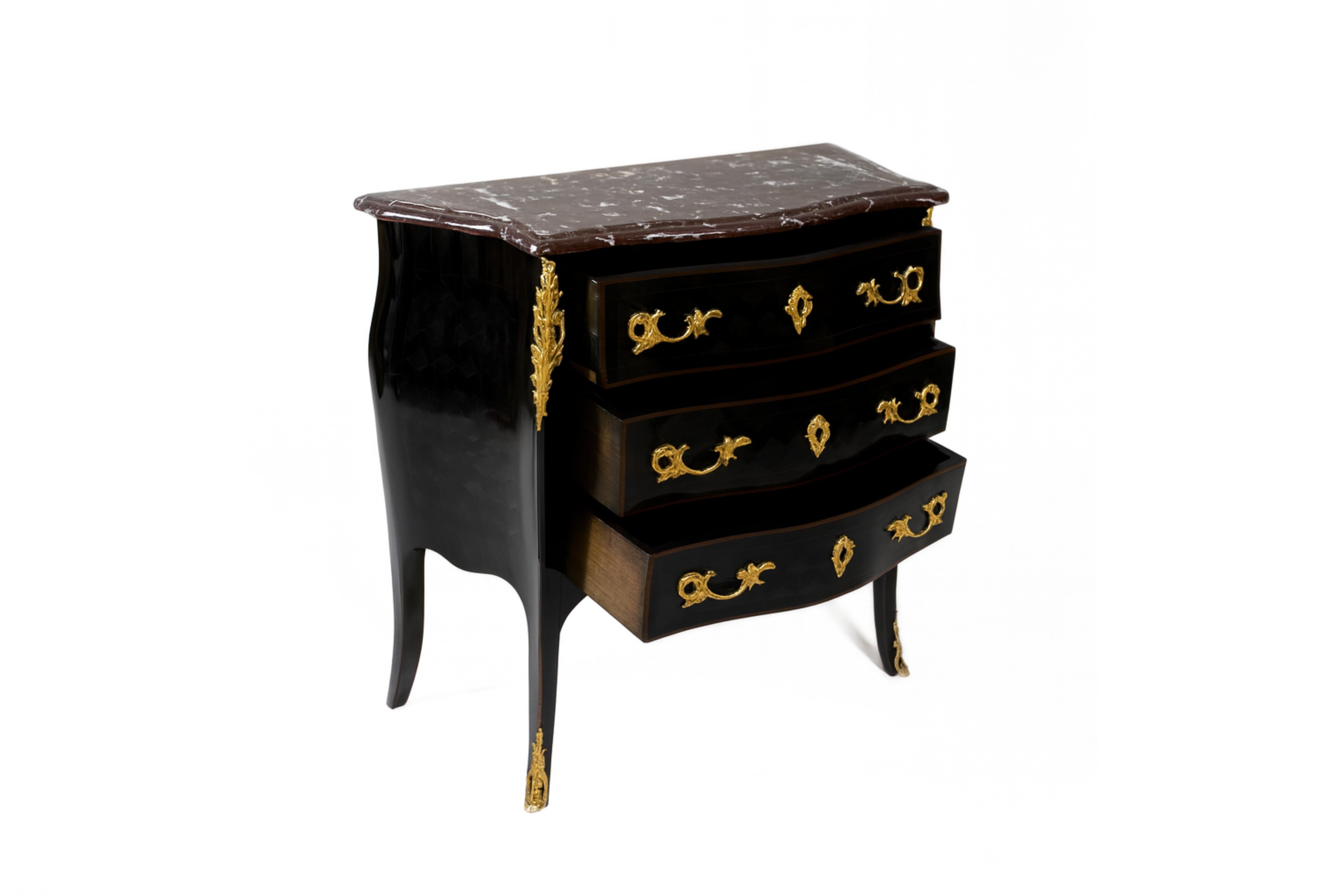 Louis XV François Hugnet Black Lacquer Walnut Commode, 19th Century For Sale 4
