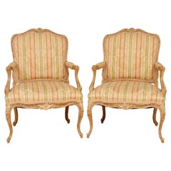 Louis XV French Armchairs, a Pair