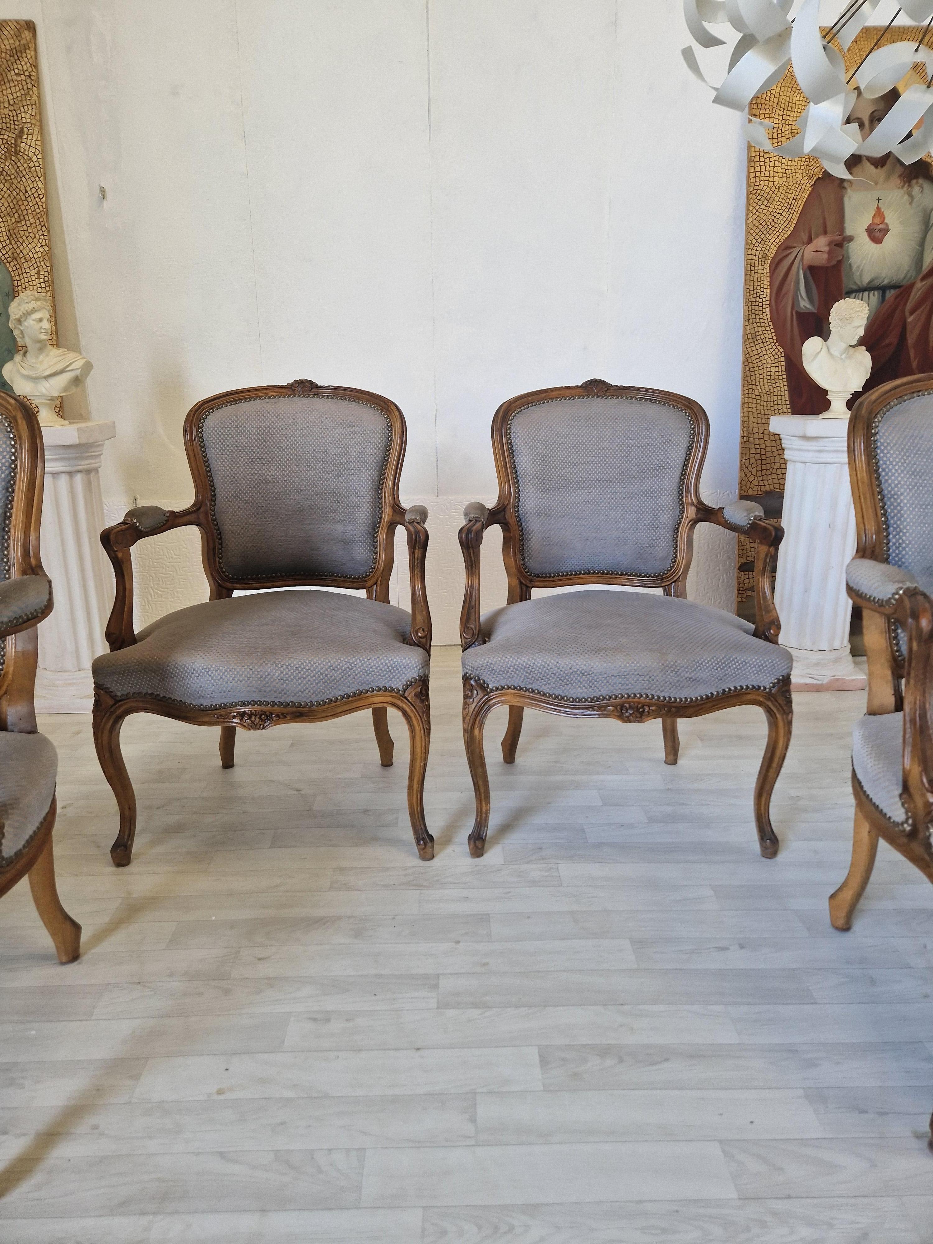 20th Century Louis XV French Armchairs Suite of 4