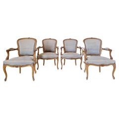 Antique Louis XV French Armchairs Suite of 4