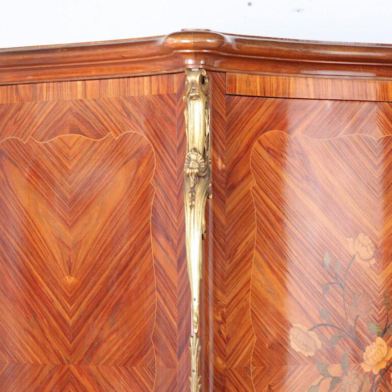 20th Century Louis XV French Bombe Inlaid Armoire or Cabinet