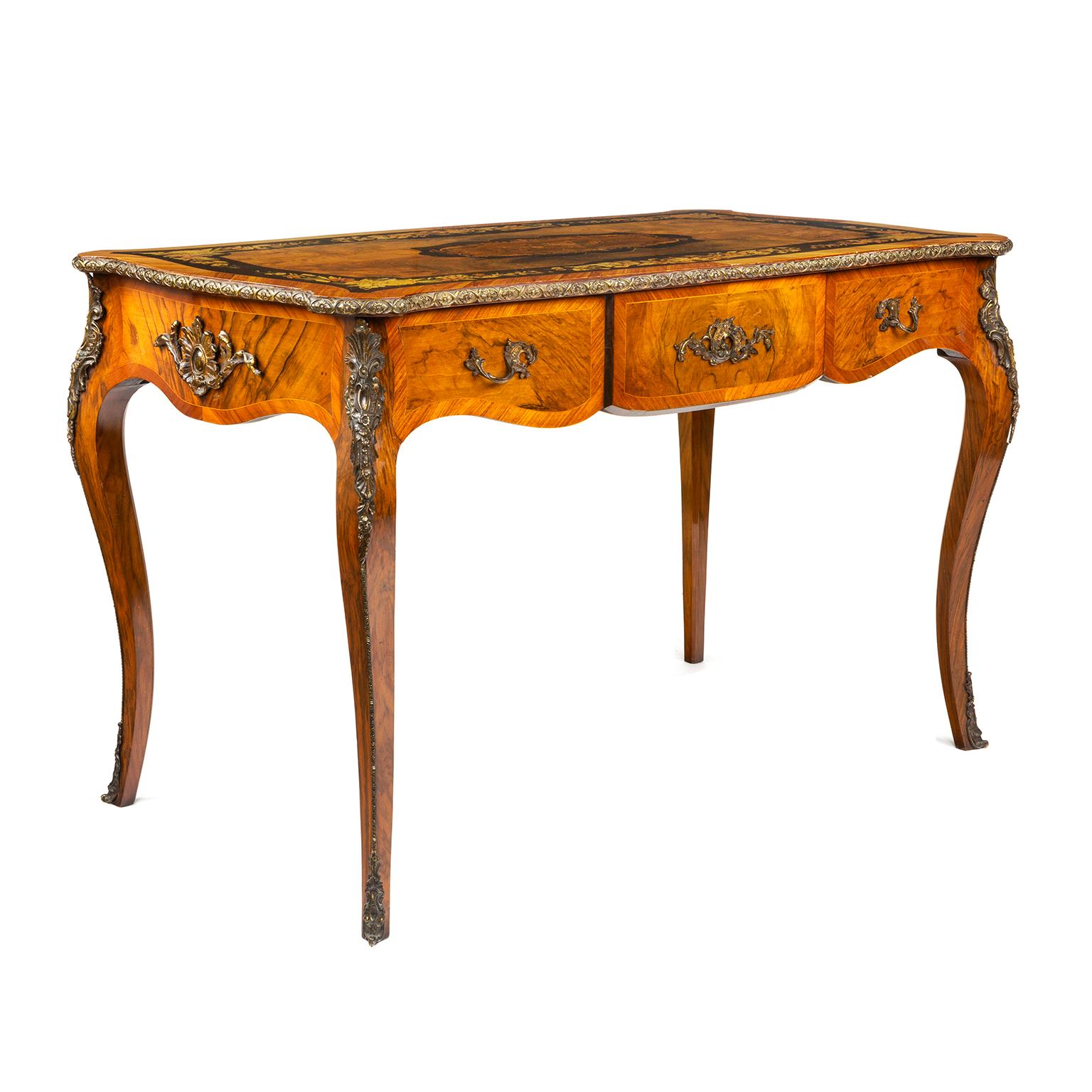 19th Century Louis XV French Bureau Plat Desk For Sale