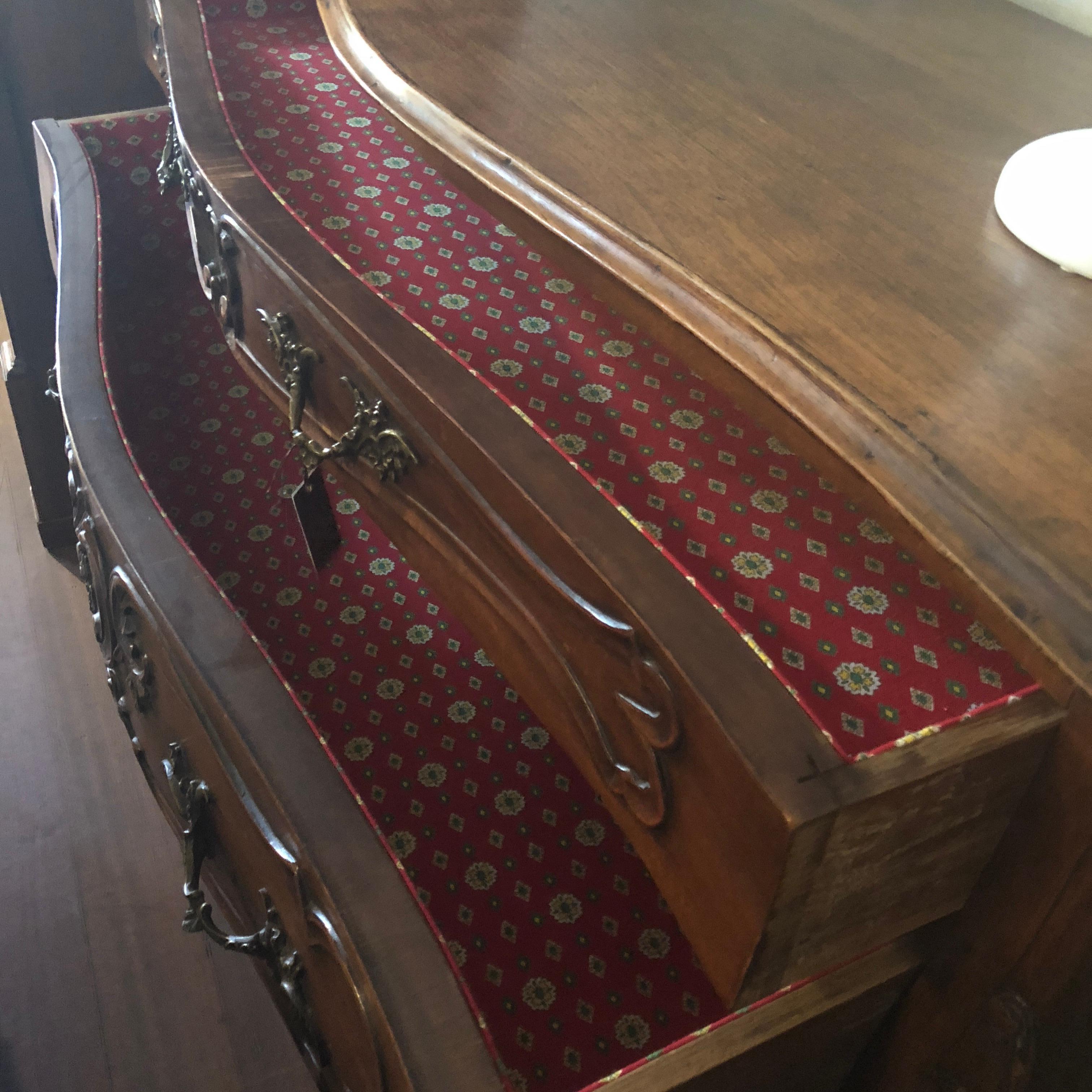 Mid-20th Century Louis XV French Carved Walnut Bombe Commode, circa 1950 For Sale