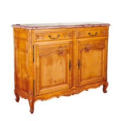 Louis XV French Cherrywood Ochre Marble Top Commode, circa 1930