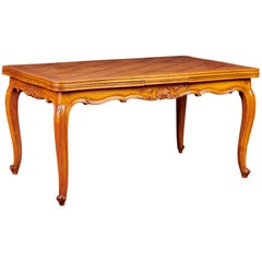 Louis XV French Cherrywood Parquetry Extendable Dining Table, circa 1950