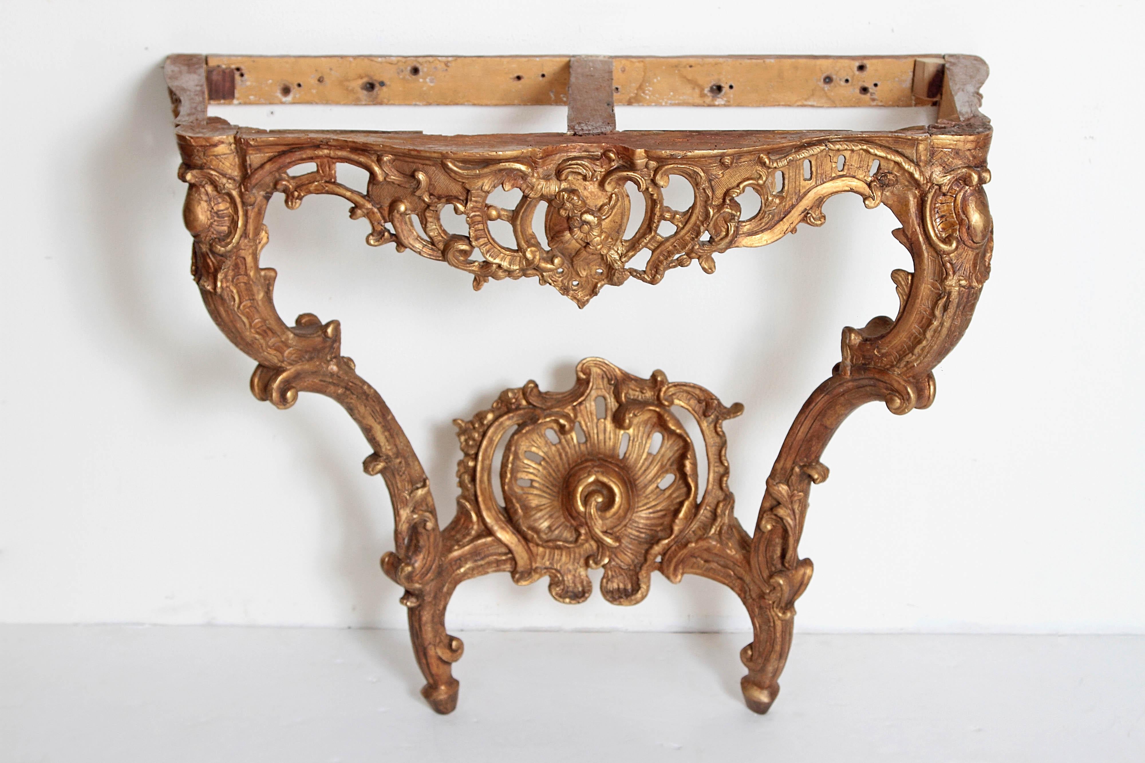 Louis XV French Console Table with Marble Top For Sale 3