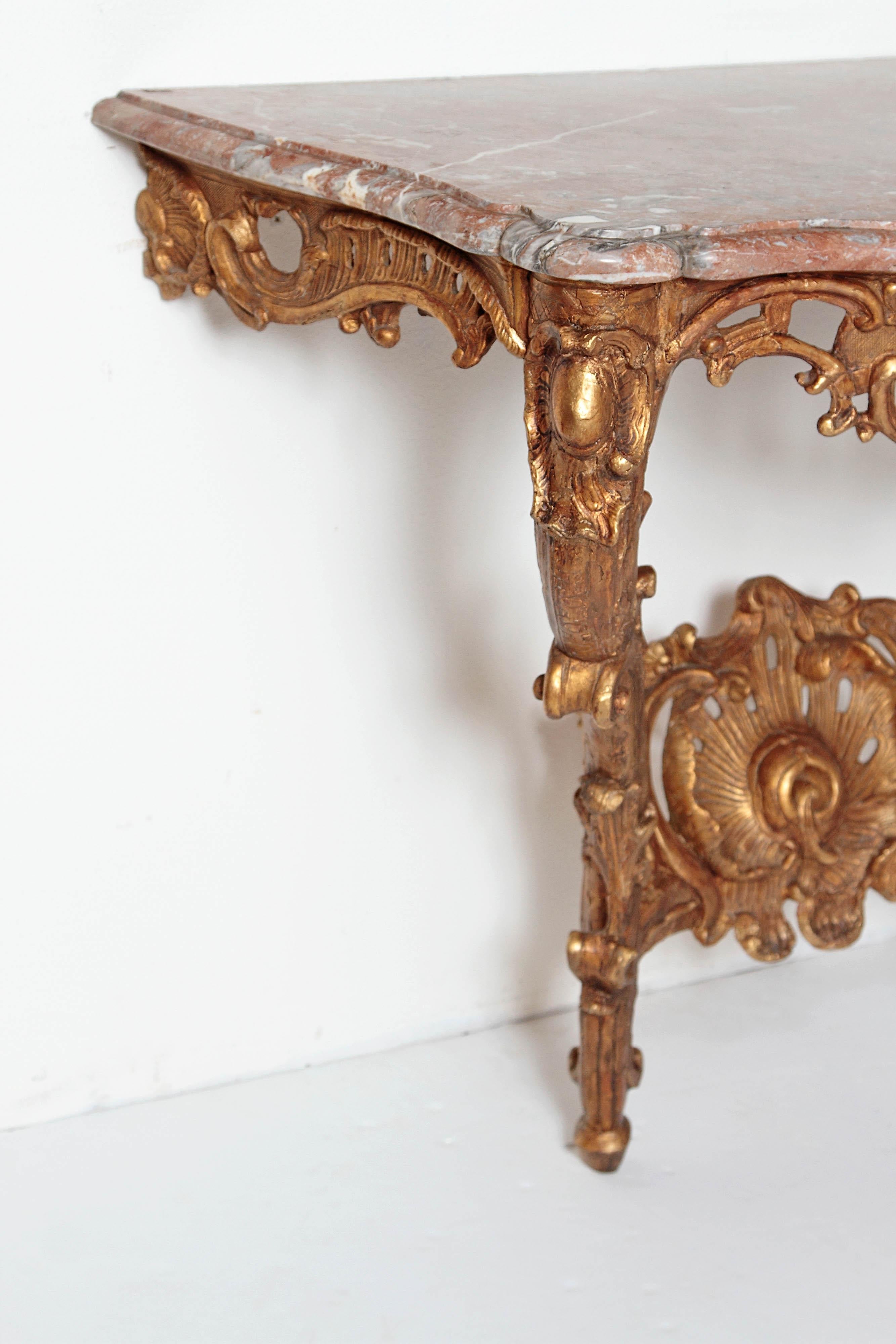 Louis XV French Console Table with Marble Top In Good Condition For Sale In Dallas, TX
