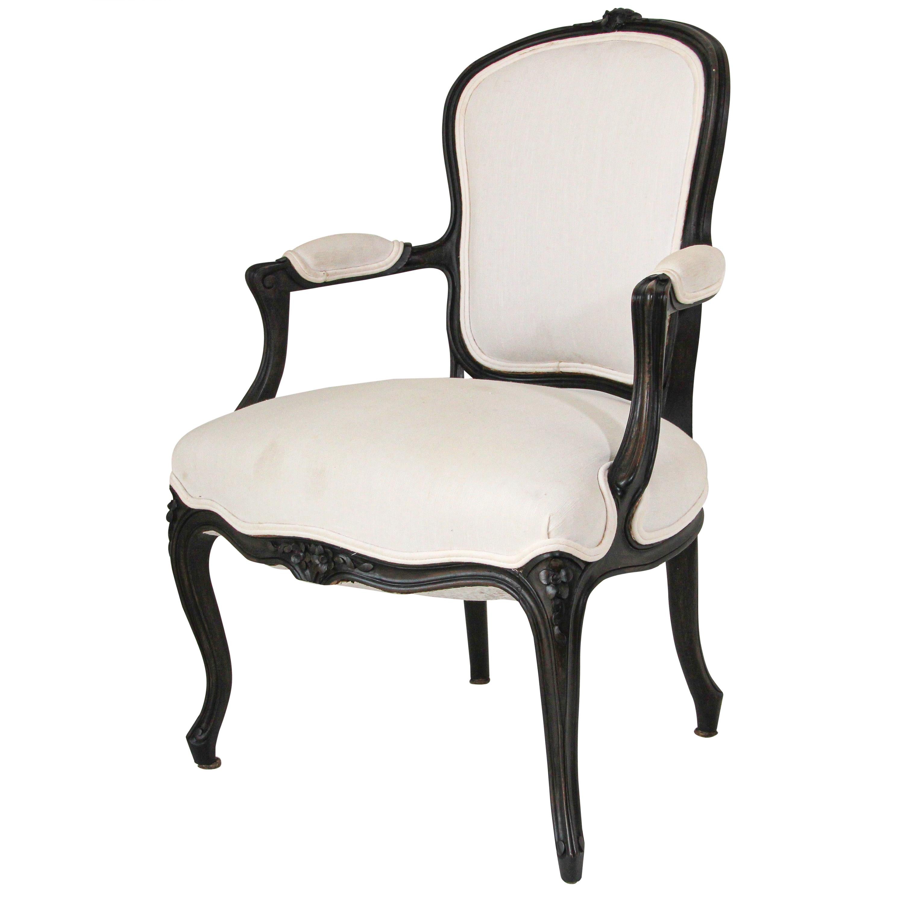 Louis XV French Provincial Style Open Armchair For Sale
